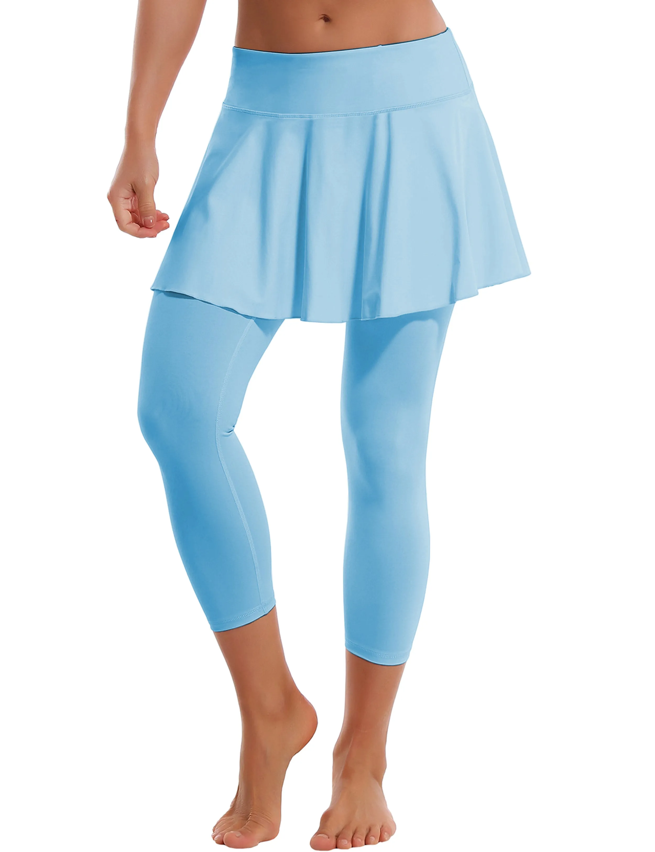 19" Capris Tennis Golf Skirted Leggings with Pockets blue_Golf
