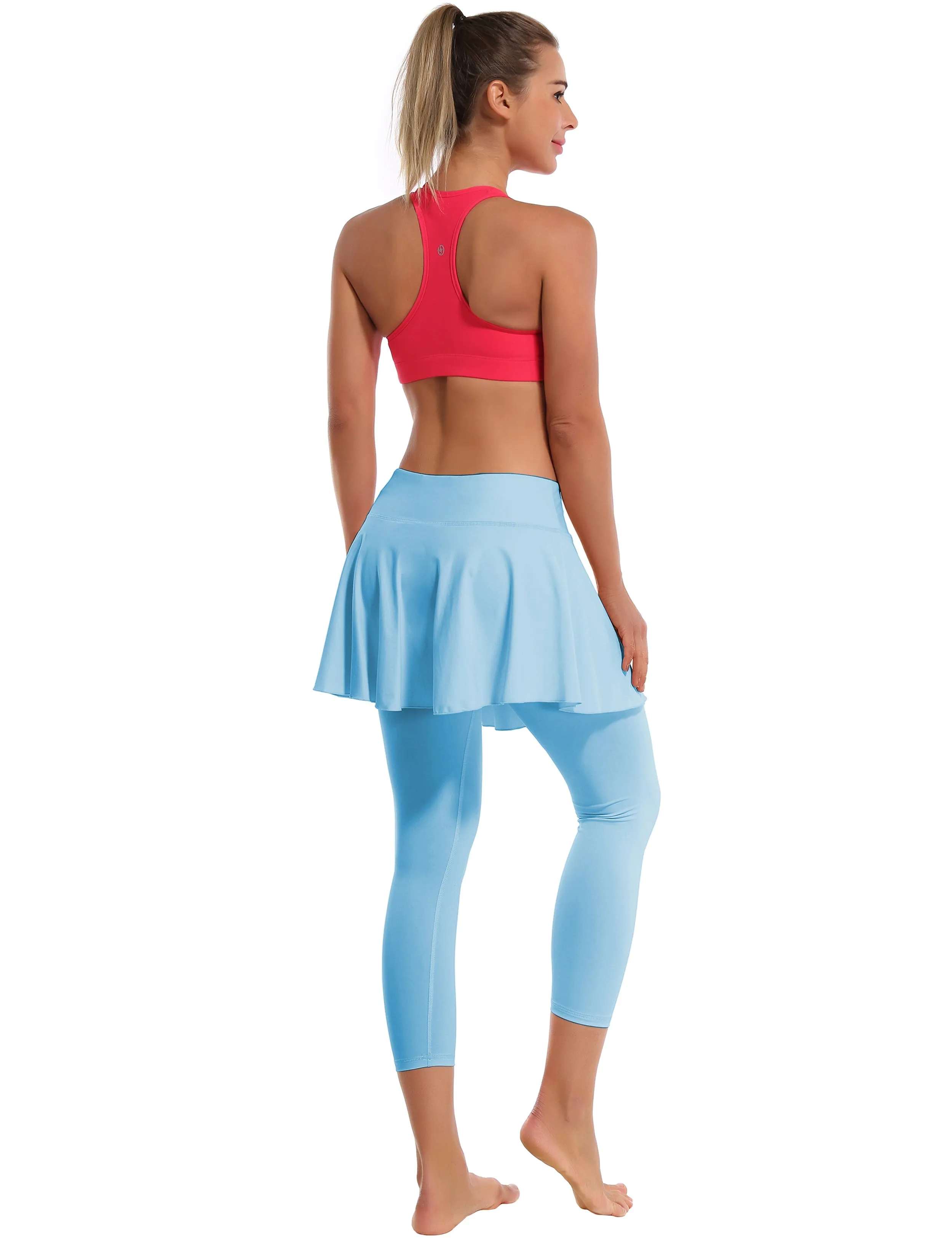 19" Capris Tennis Golf Skirted Leggings with Pockets blue_Golf