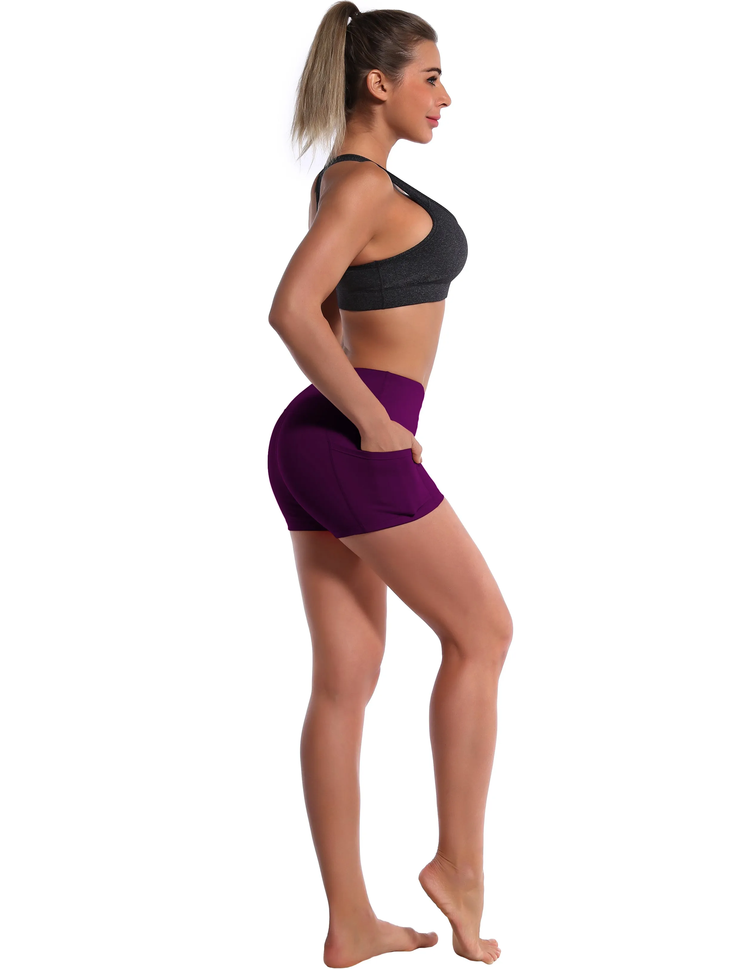 2.5" Side Pockets Plus Size Shorts plum_Plus Size