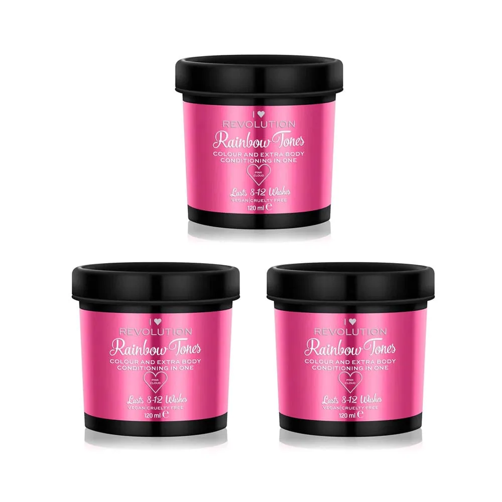 3x I Heart Revolution Rainbow Tones Colour & Extra Body Conditioning In One Pink Cloud 120ml