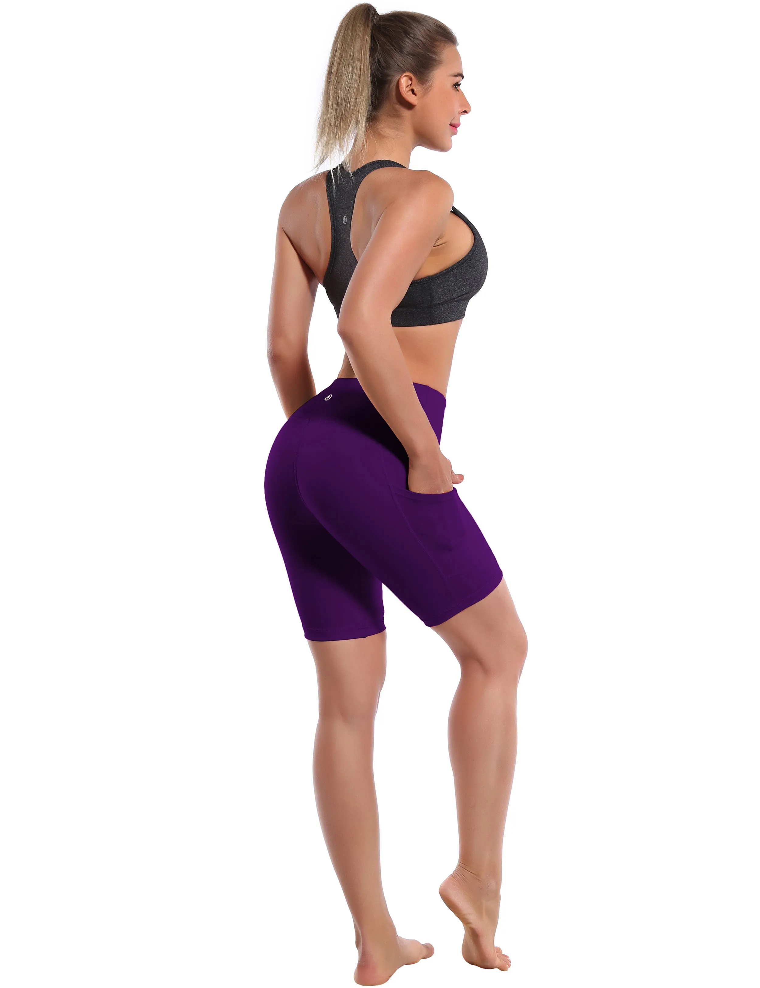 8" Side Pockets yogastudio Shorts eggplantpurple_yogastudio