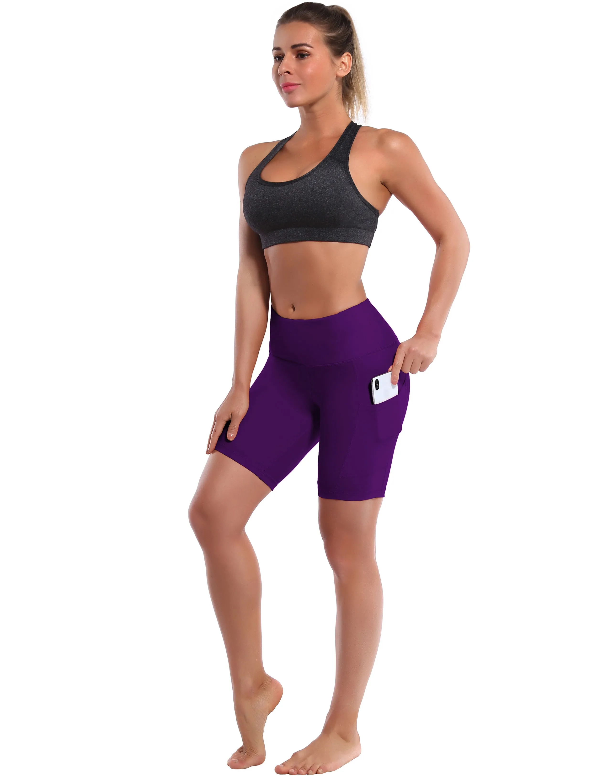 8" Side Pockets yogastudio Shorts eggplantpurple_yogastudio