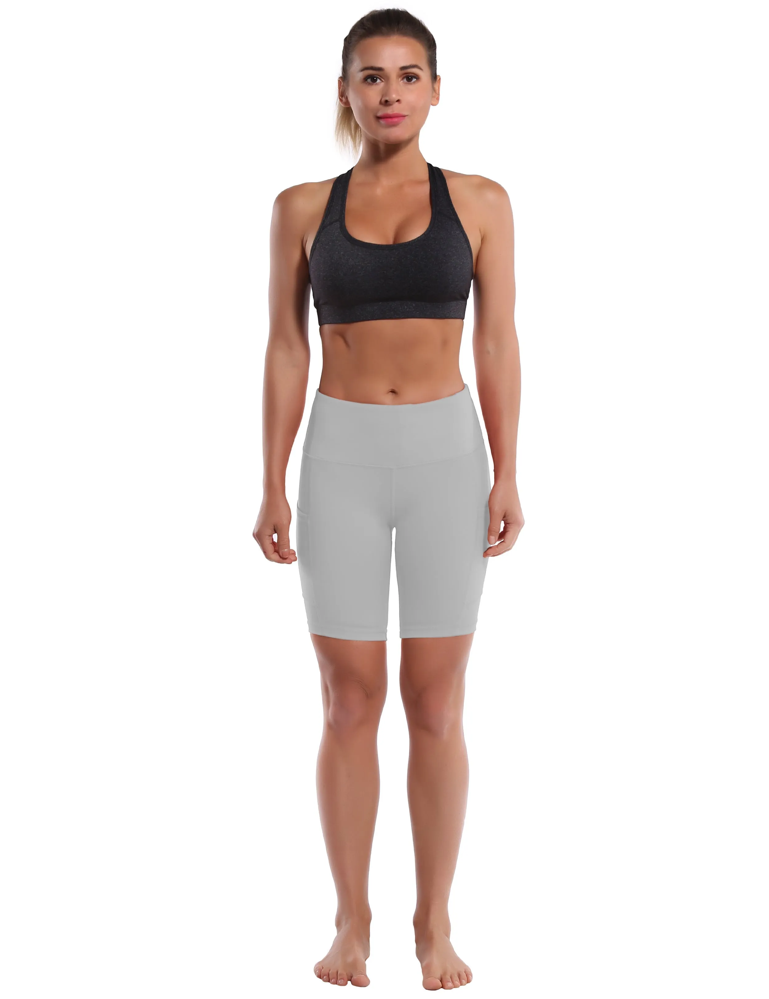 8" Side Pockets yogastudio Shorts lightgray_yogastudio