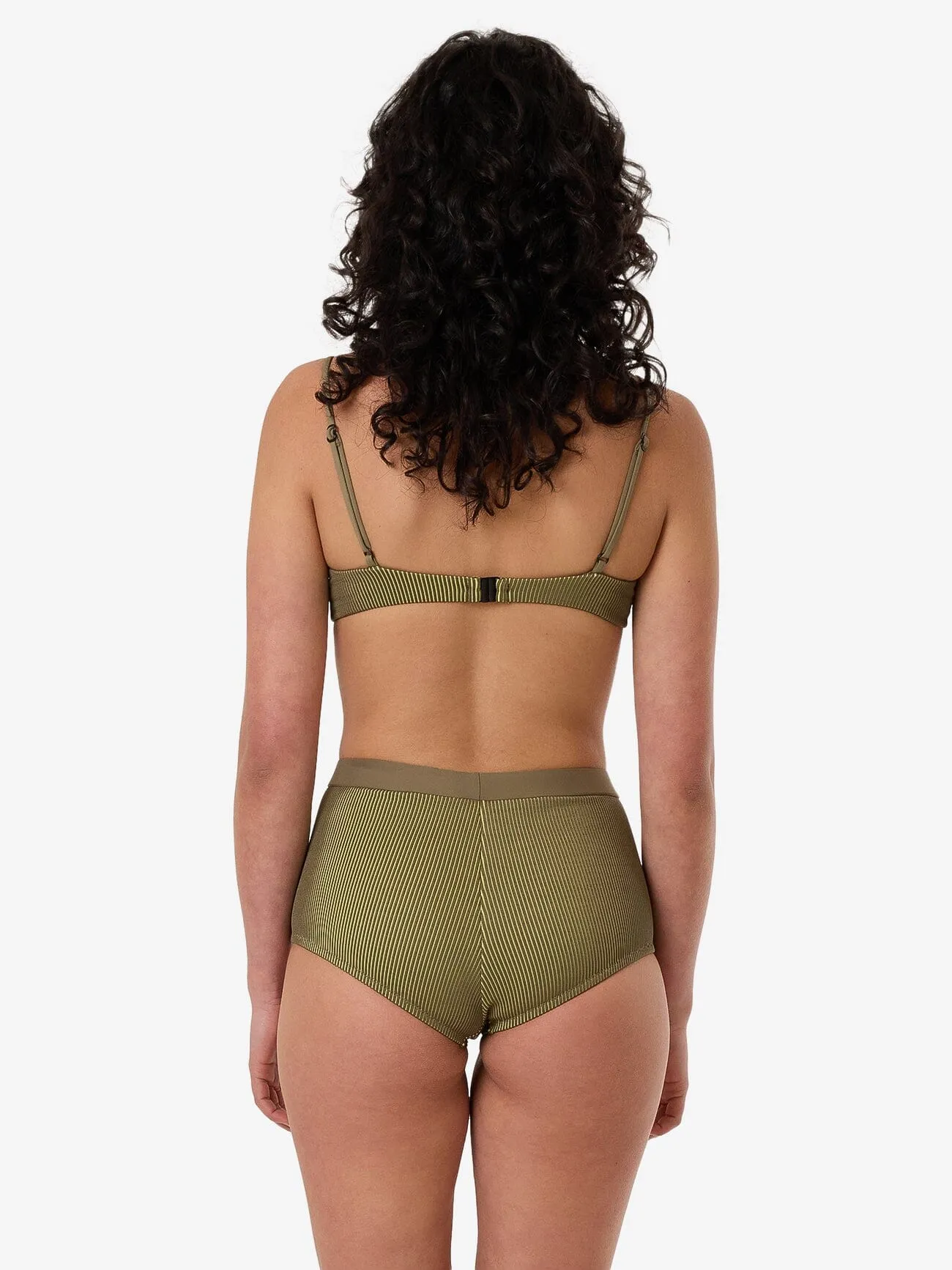 Alba Rib Boy Leg Bikini Bottom - Pickle Green