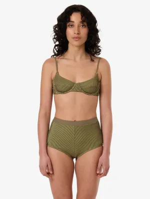 Alba Rib Boy Leg Bikini Bottom - Pickle Green