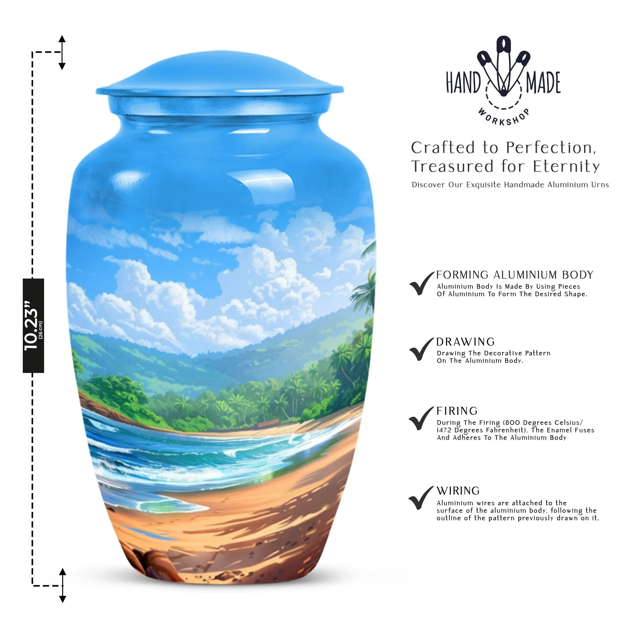 Beach Sojourn - Large Memorial Cremation Urn For Human Ashes