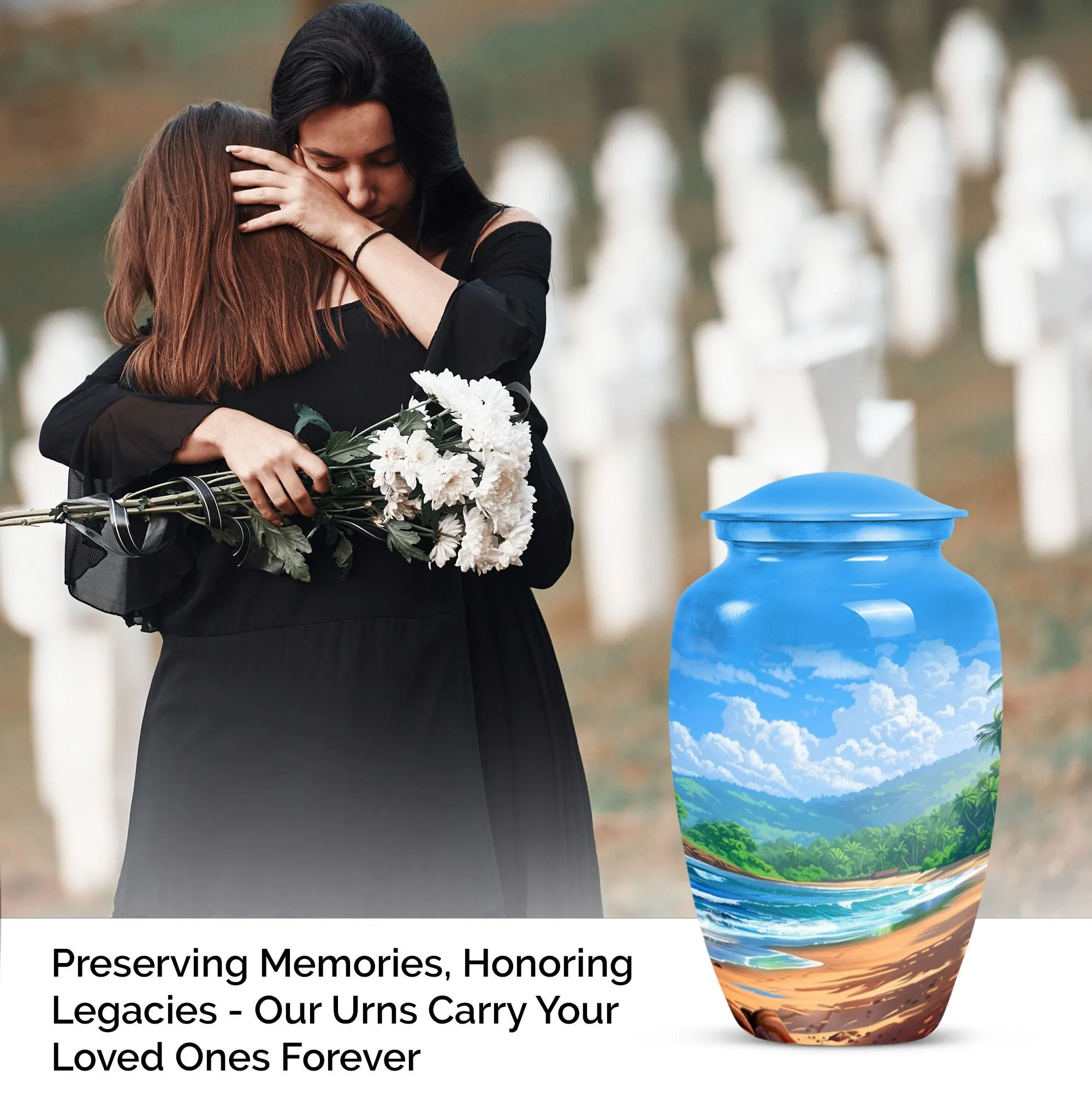 Beach Sojourn - Large Memorial Cremation Urn For Human Ashes