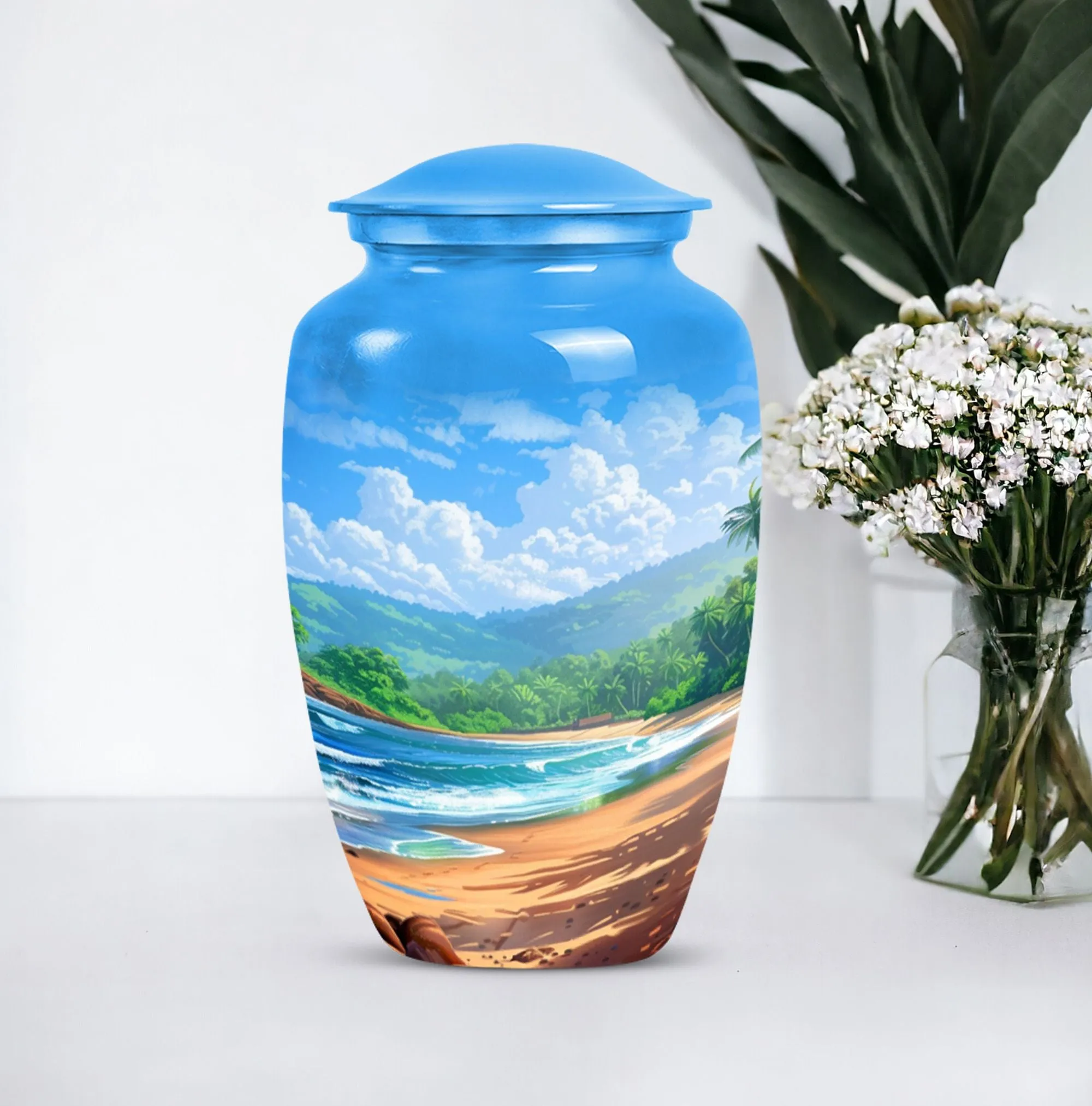Beach Sojourn - Large Memorial Cremation Urn For Human Ashes