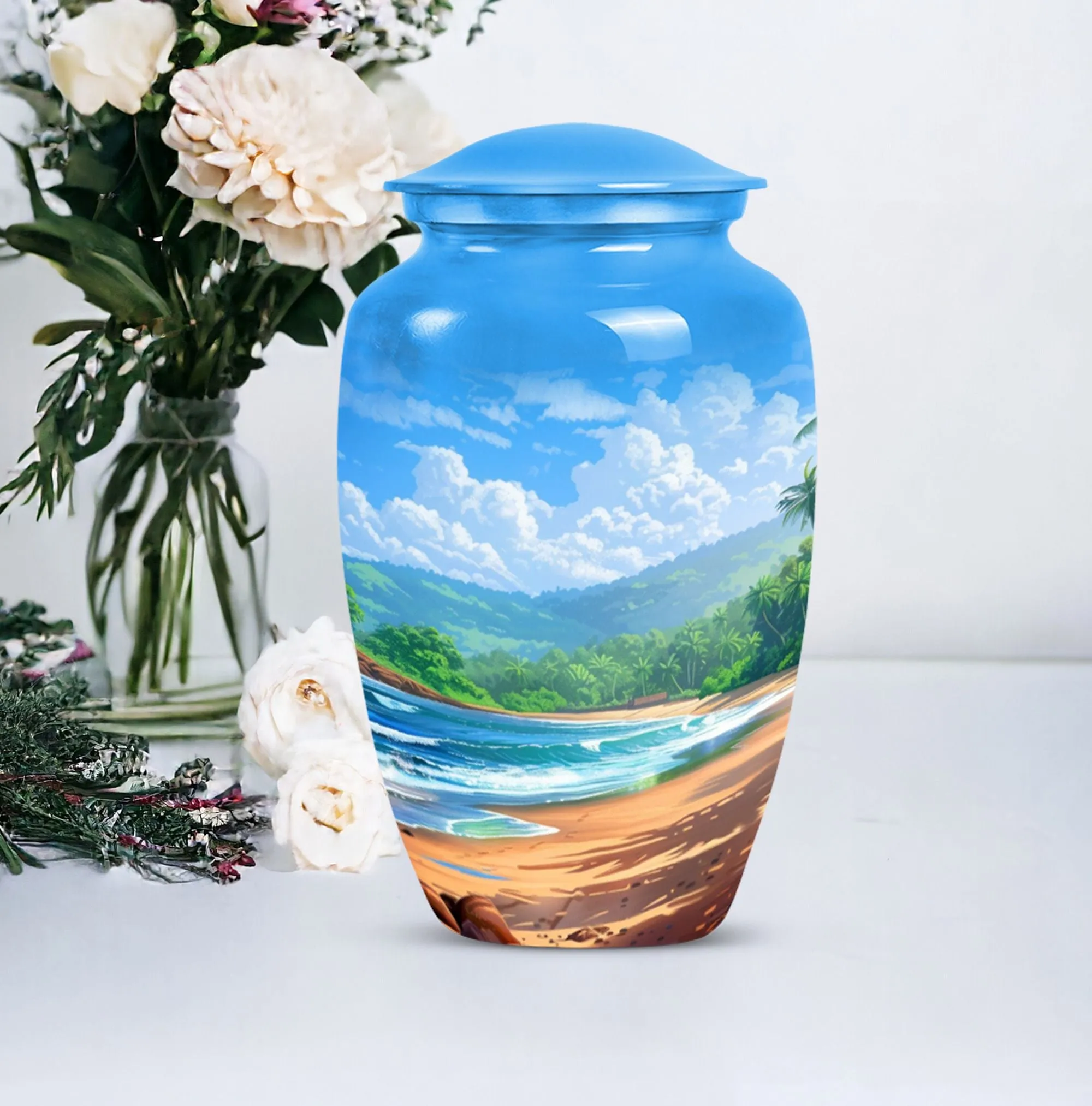 Beach Sojourn - Large Memorial Cremation Urn For Human Ashes