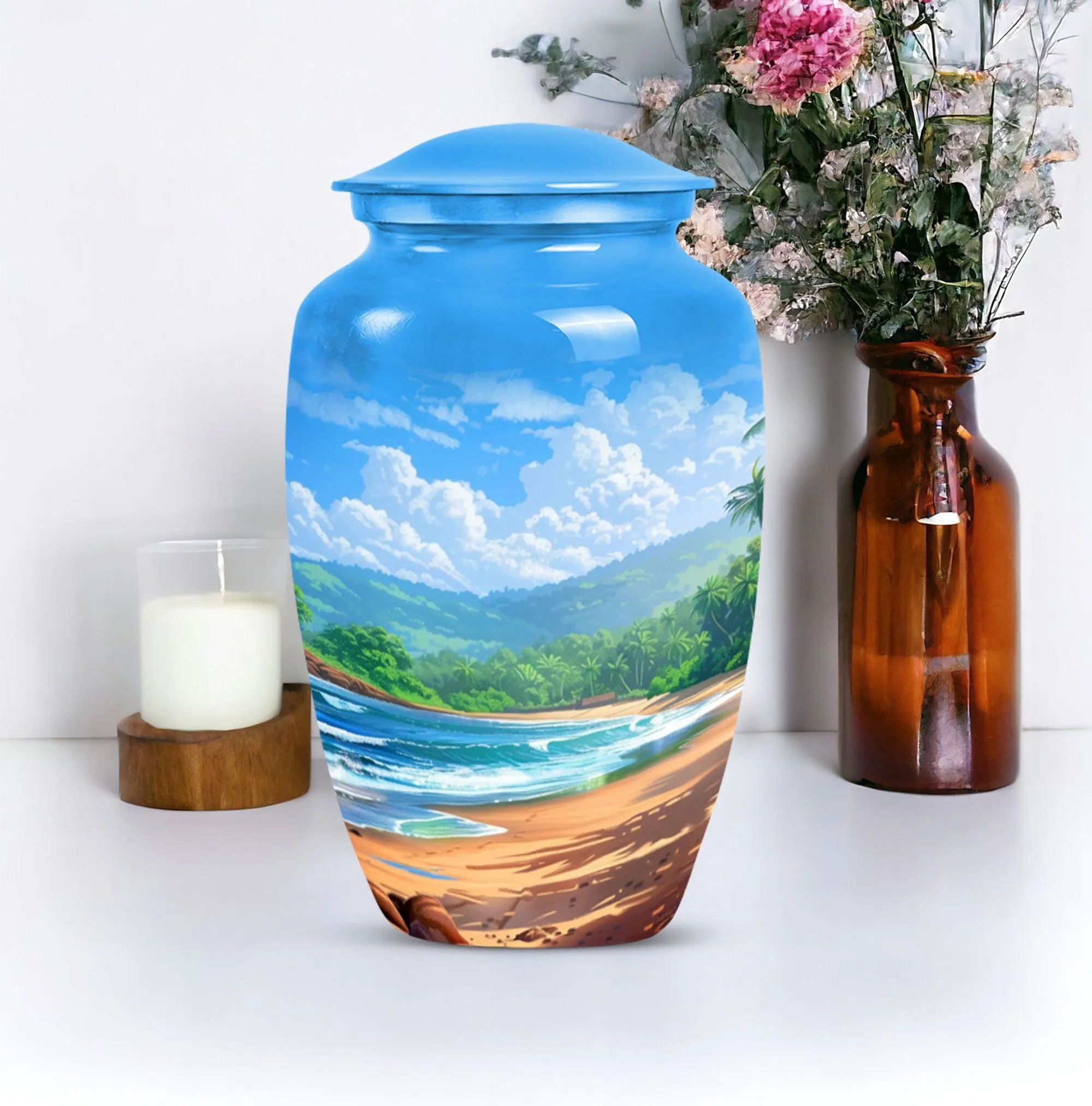 Beach Sojourn - Large Memorial Cremation Urn For Human Ashes