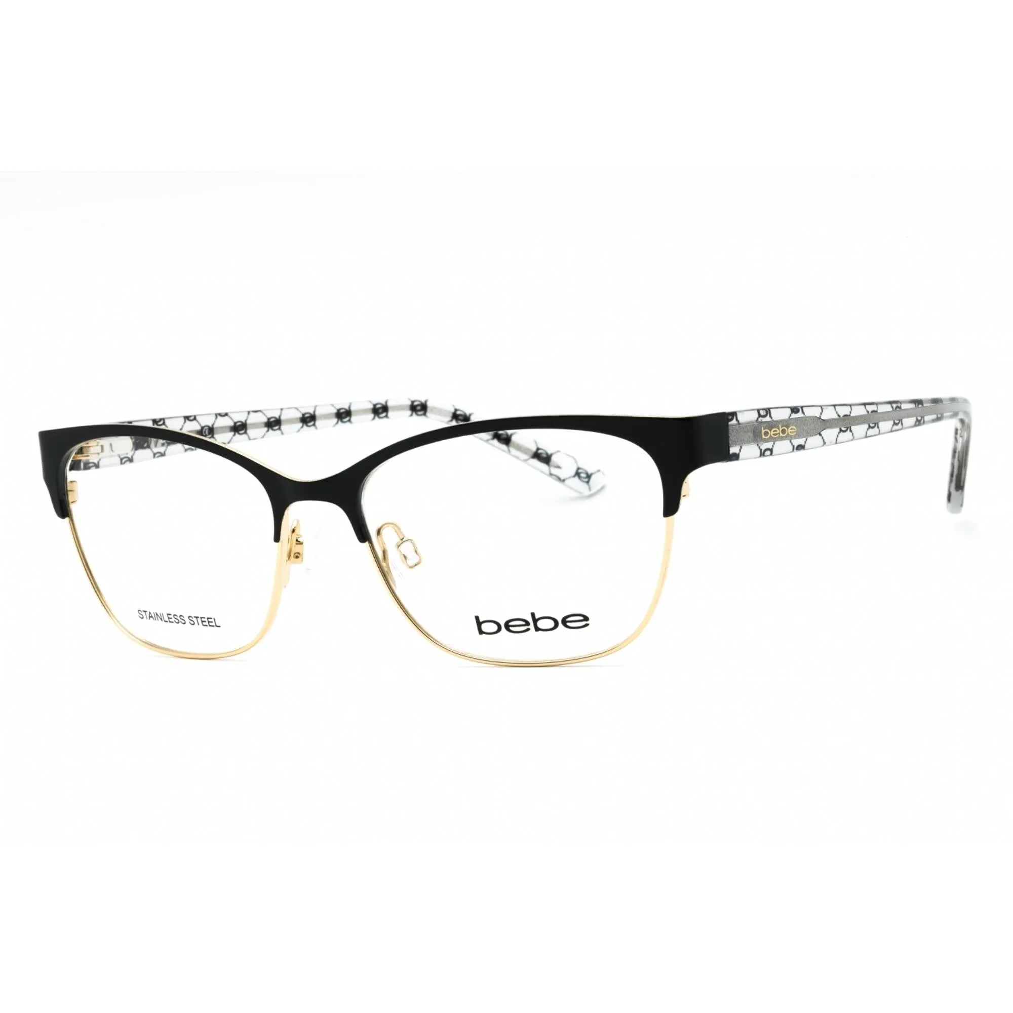 Bebe Women's Eyeglasses - Jet Full Rim Cat Eye Frame Clear Demo Lens | BB5196 001