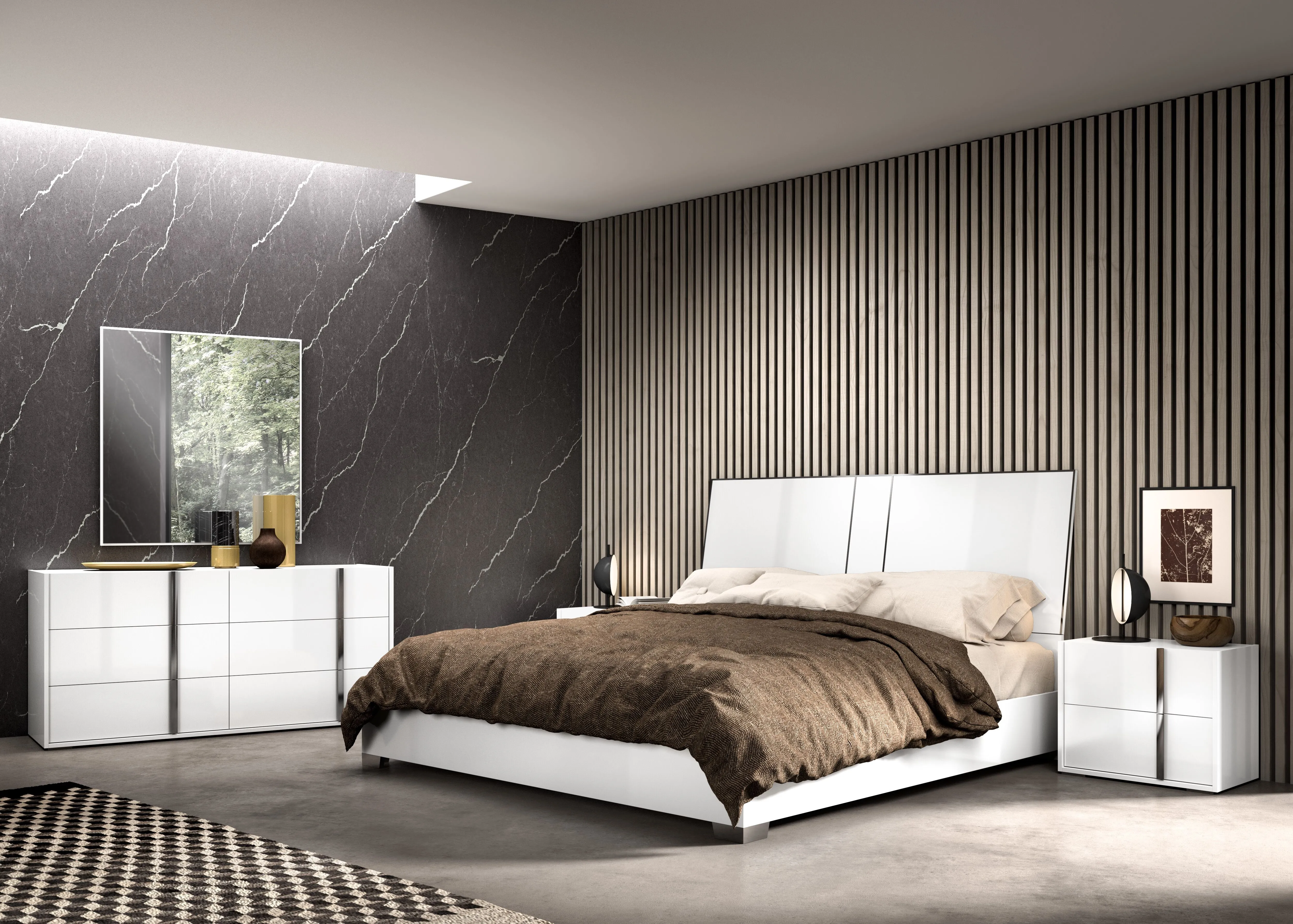 Bianca 3-Piece King Bed - White Lacquer