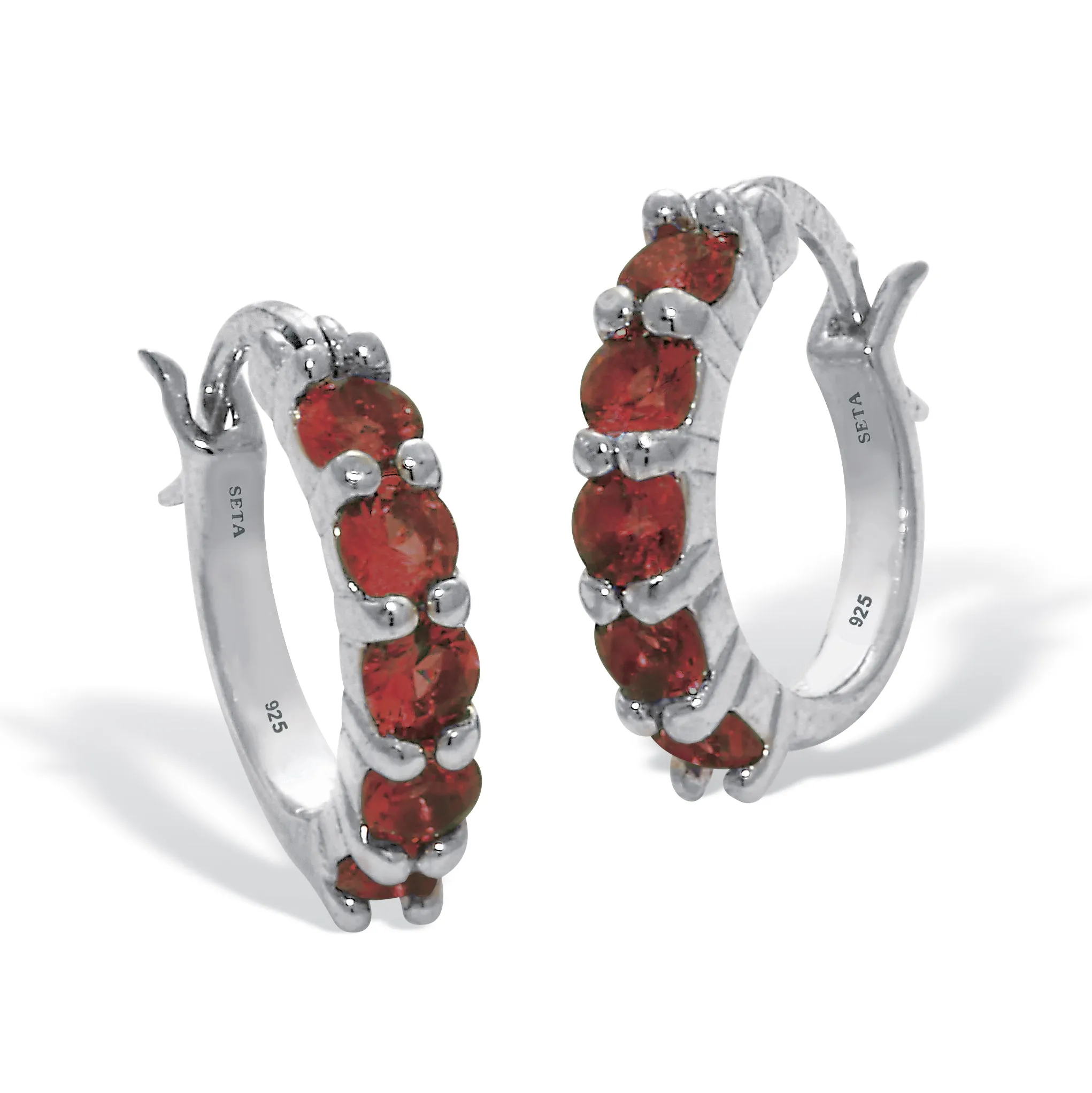 Birthstone Sterling Silver Huggie Hoop Earrings