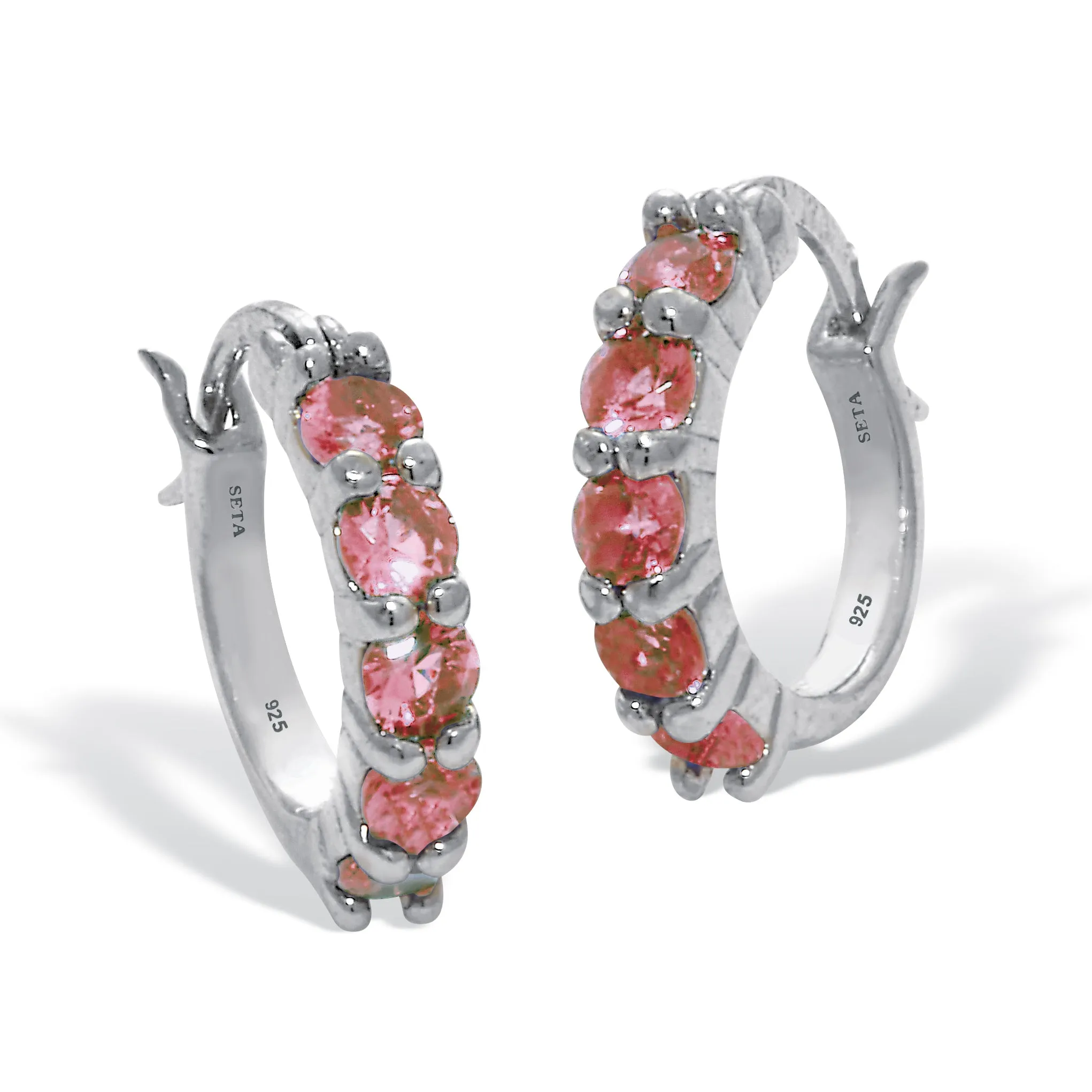 Birthstone Sterling Silver Huggie Hoop Earrings