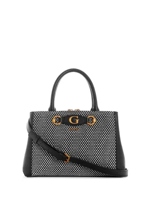 Black Raffia Izzy Small Girlfriend Satchel