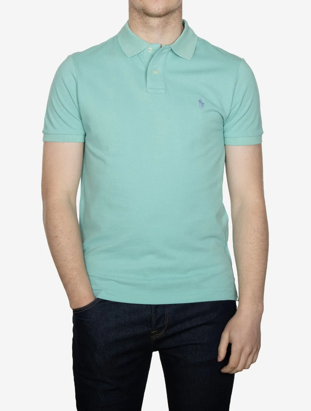 Custom Slim Fit Mesh Polo Shirt Green