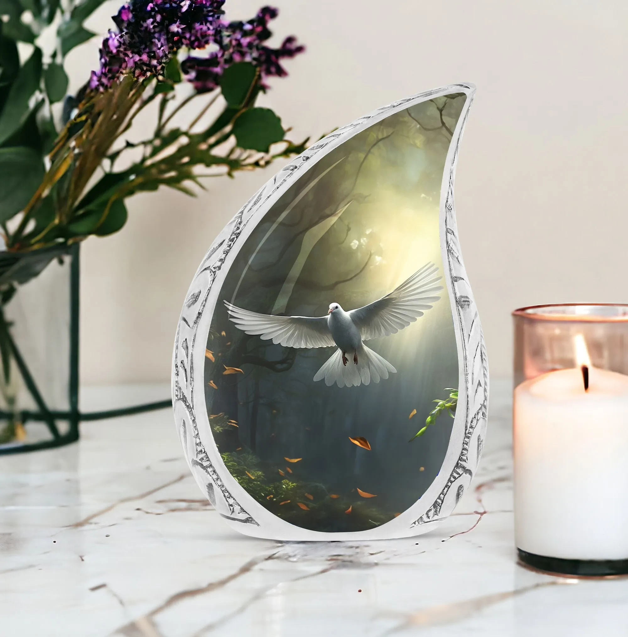 Dove Symbol of Hope Cremation Urn: Large, Personalized Urn