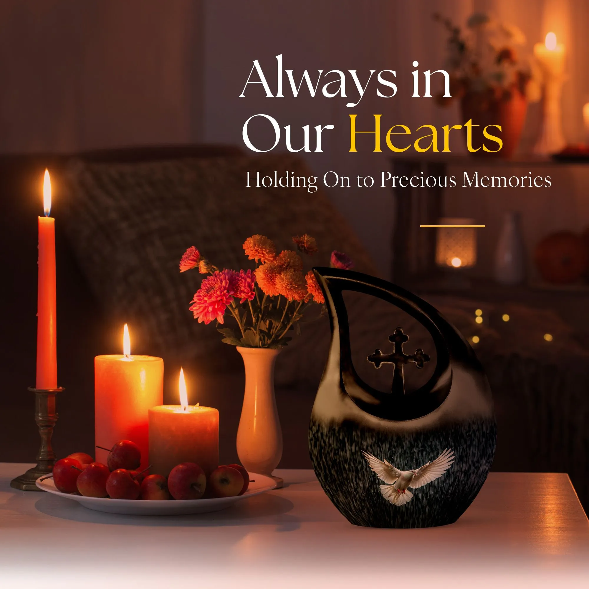 Dove Urn:  Medium Size Memorial Cremation Urn For Human Ashes