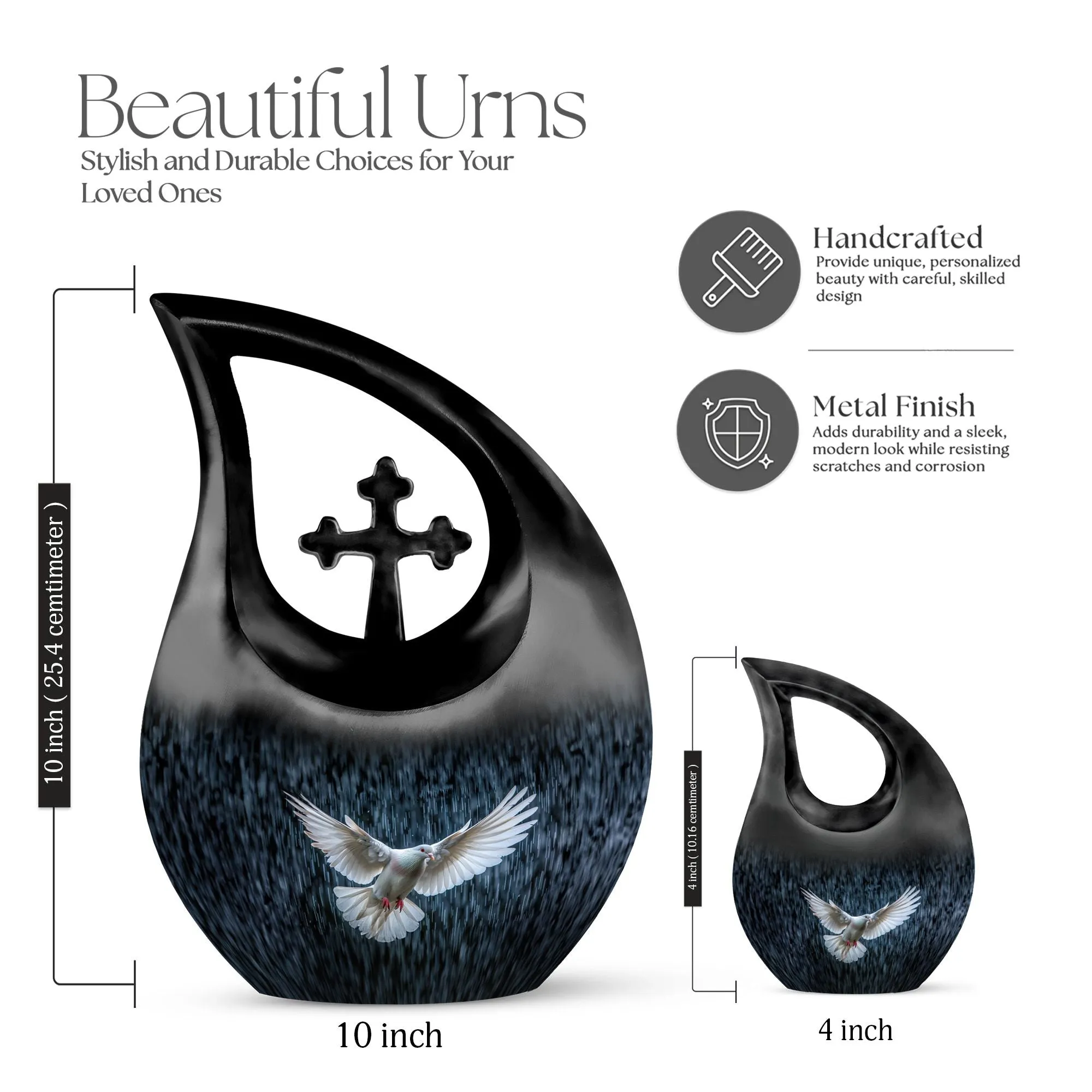 Dove Urn:  Medium Size Memorial Cremation Urn For Human Ashes