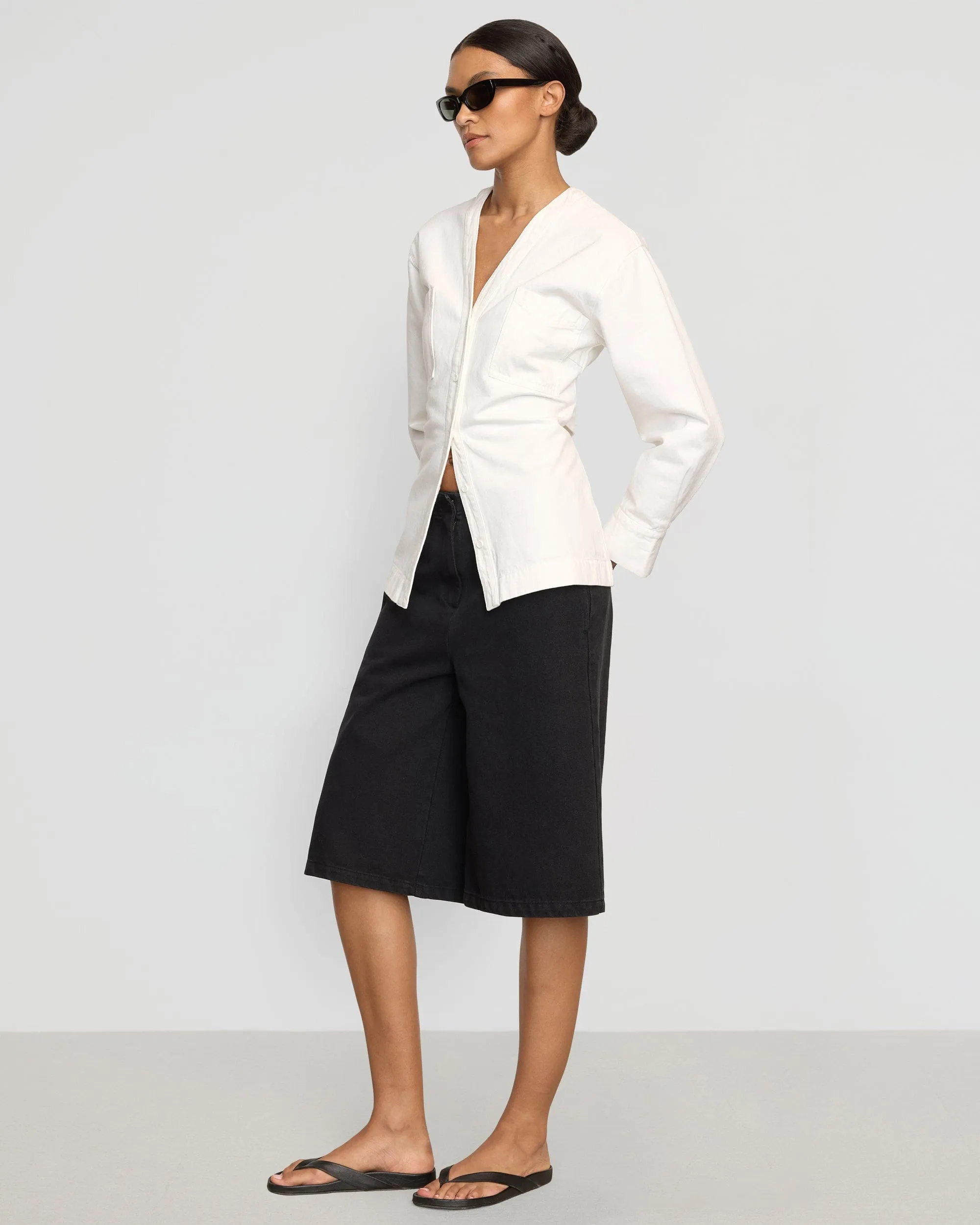 Emmett Structured-Sleeve Denim Jacket