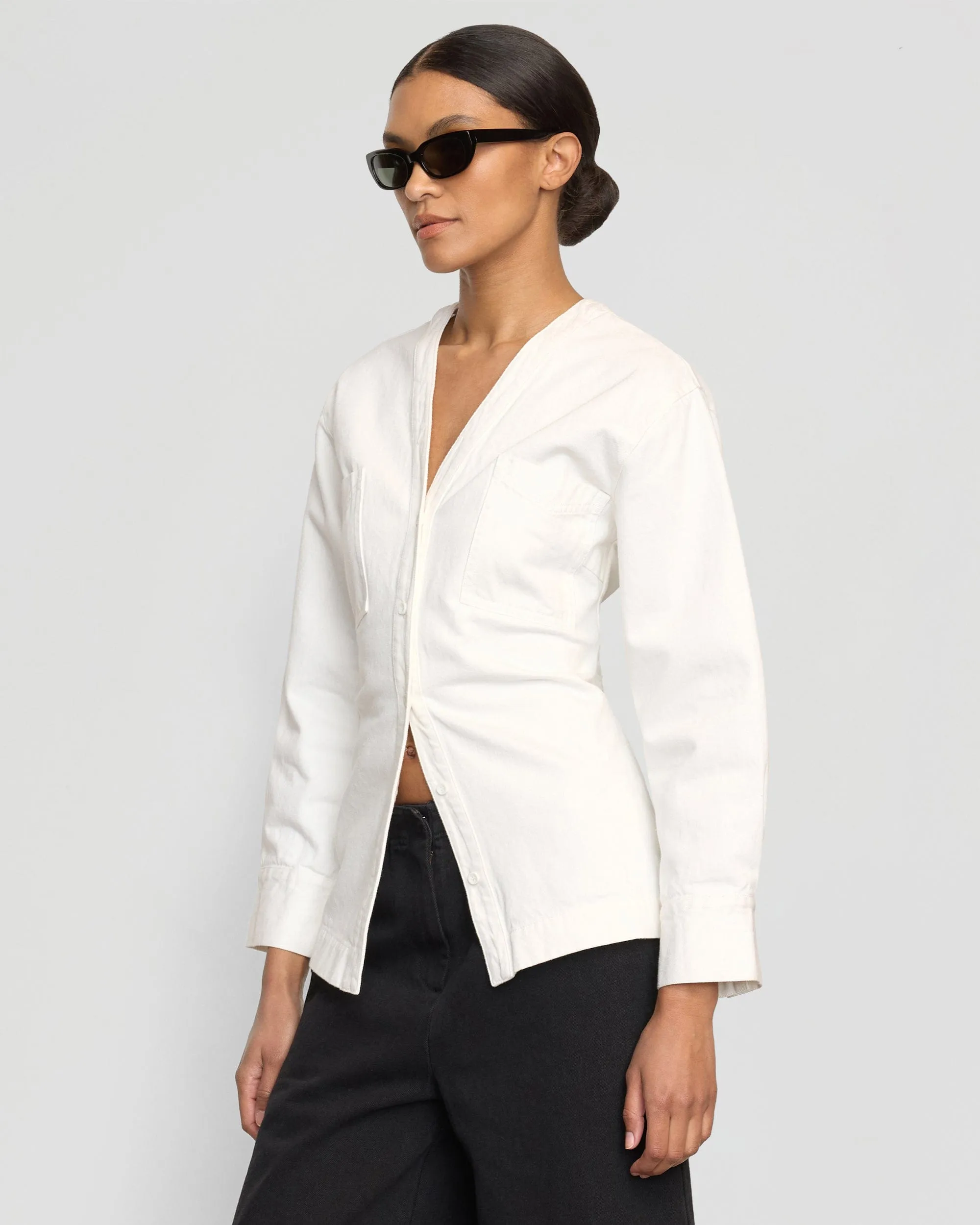 Emmett Structured-Sleeve Denim Jacket