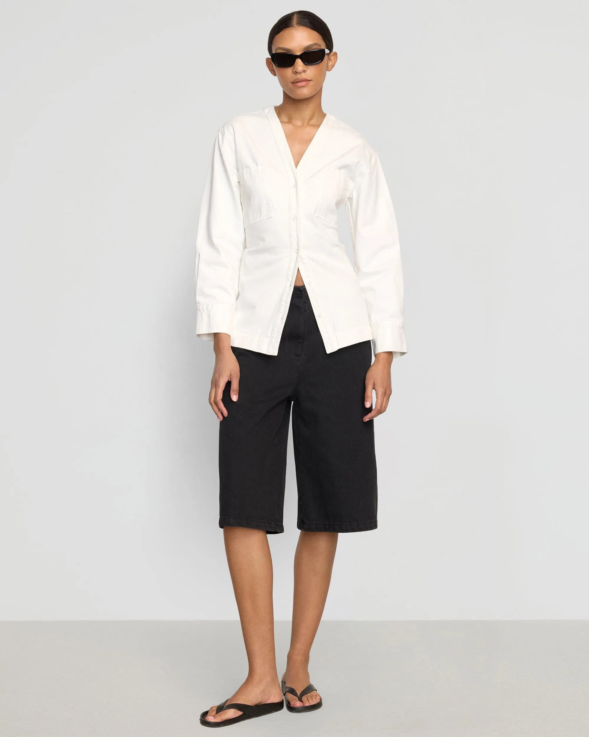 Emmett Structured-Sleeve Denim Jacket