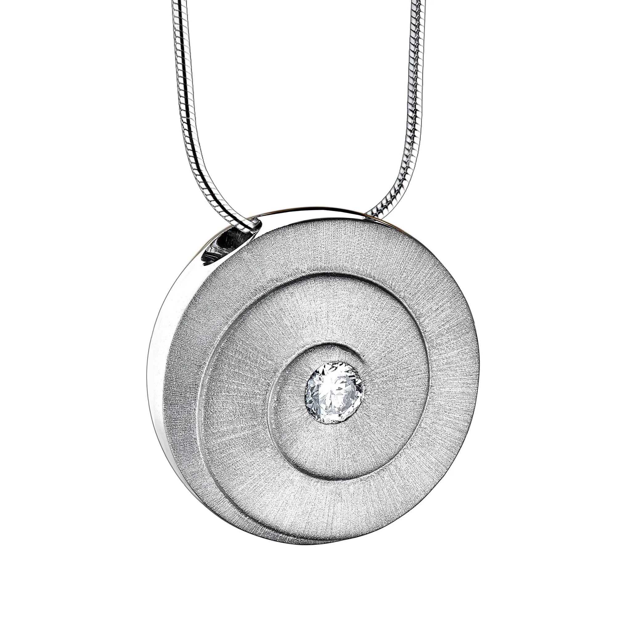 Eternity with Clear Crystal Two Tone Rhodium Plated Sterling Silver Cremation Pendant