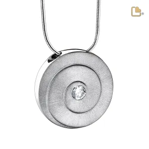 Eternity with Clear Crystal Two Tone Rhodium Plated Sterling Silver Cremation Pendant
