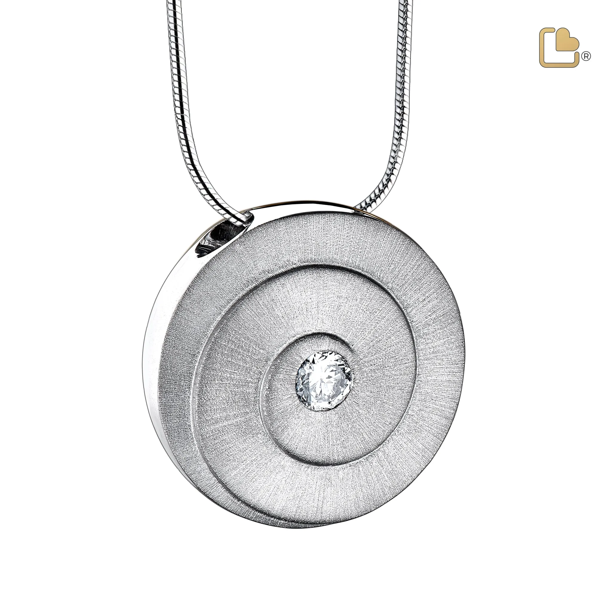 Eternity with Clear Crystal Two Tone Rhodium Plated Sterling Silver Cremation Pendant