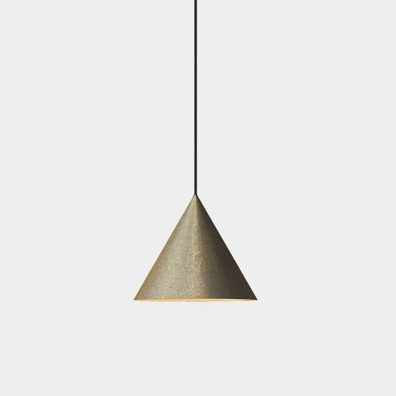 Exterior Pre-Aged Brass Cone Pendant