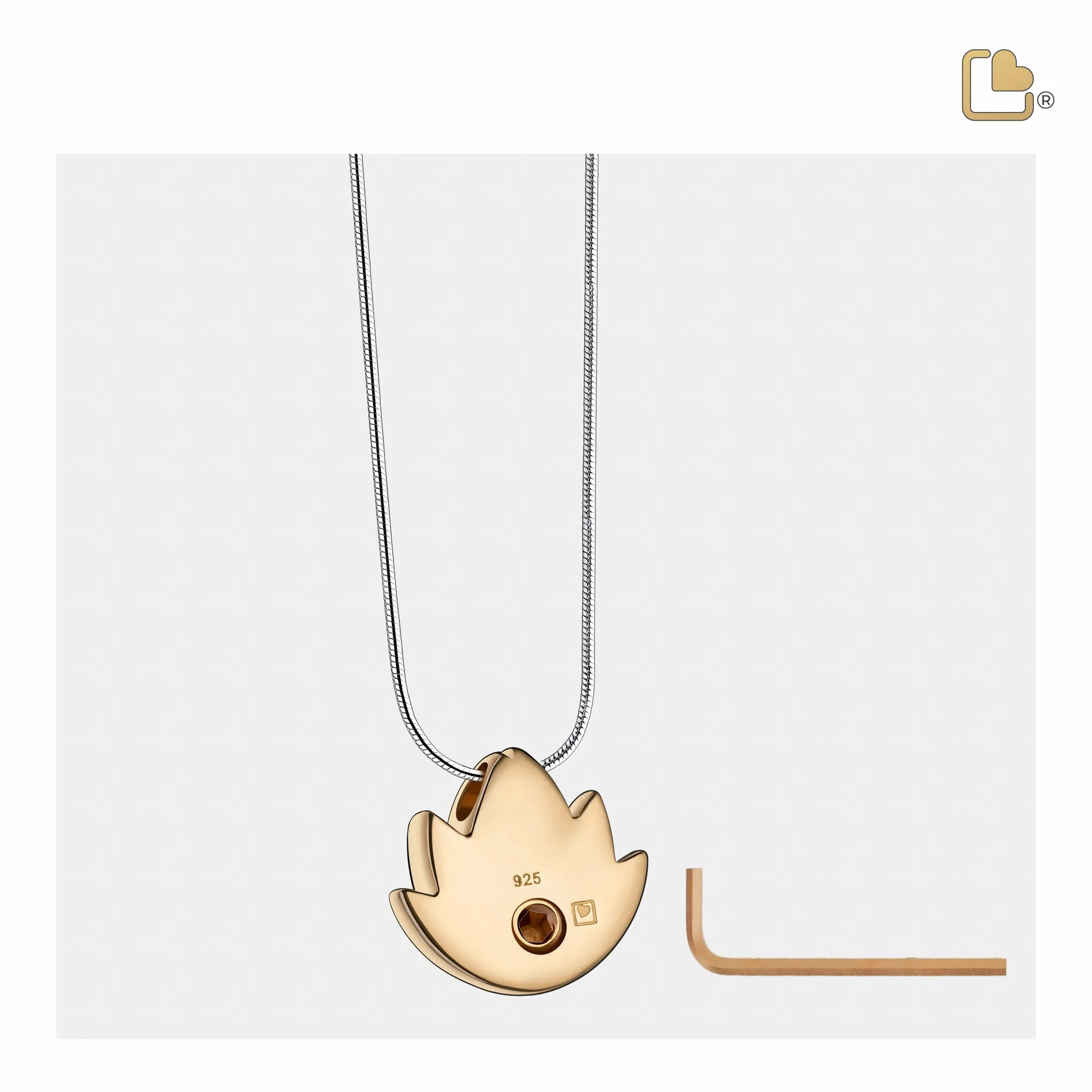 Gold Lotus Sterling Silver Cremation Pendant