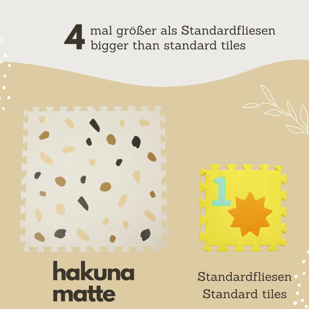 Hakuna Matte Stylish Baby Play Mat: Confetti & White Design - 72x48', 6 XXL Foam Floor Tiles
