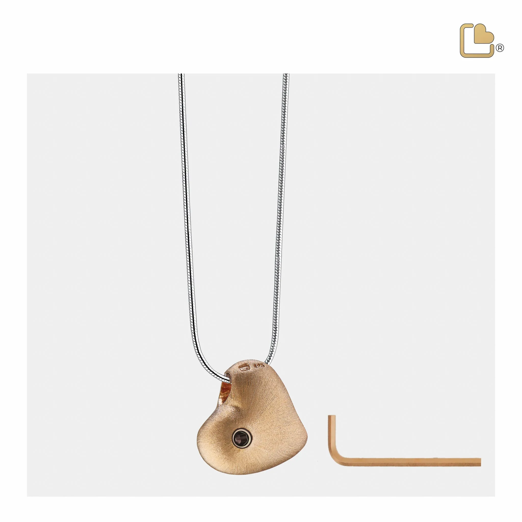 Leaning Heart Gold Vermeil Two Tone Sterling Silver Cremation Pendant
