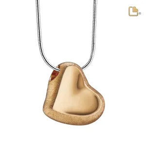 Leaning Heart Gold Vermeil Two Tone Sterling Silver Cremation Pendant