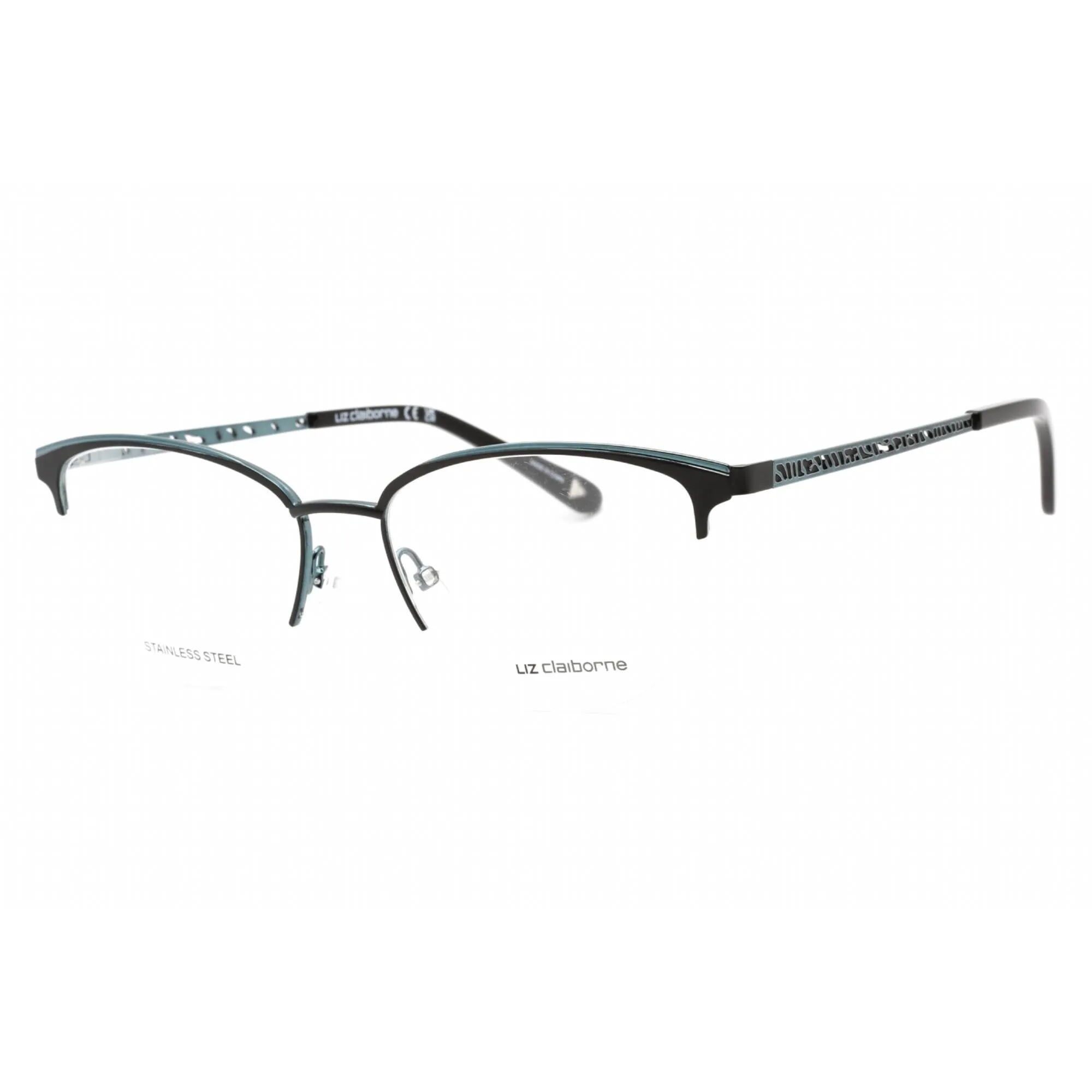 Liz Claiborne Women's Eyeglasses - Black Teal Cat Eye Frame Clear Lens | L 673 ETJ