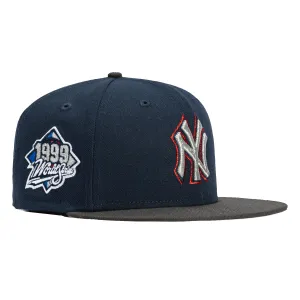 New Era 59Fifty New York Yankees 1999 World Series Patch Hat - Navy. Graphite. Red