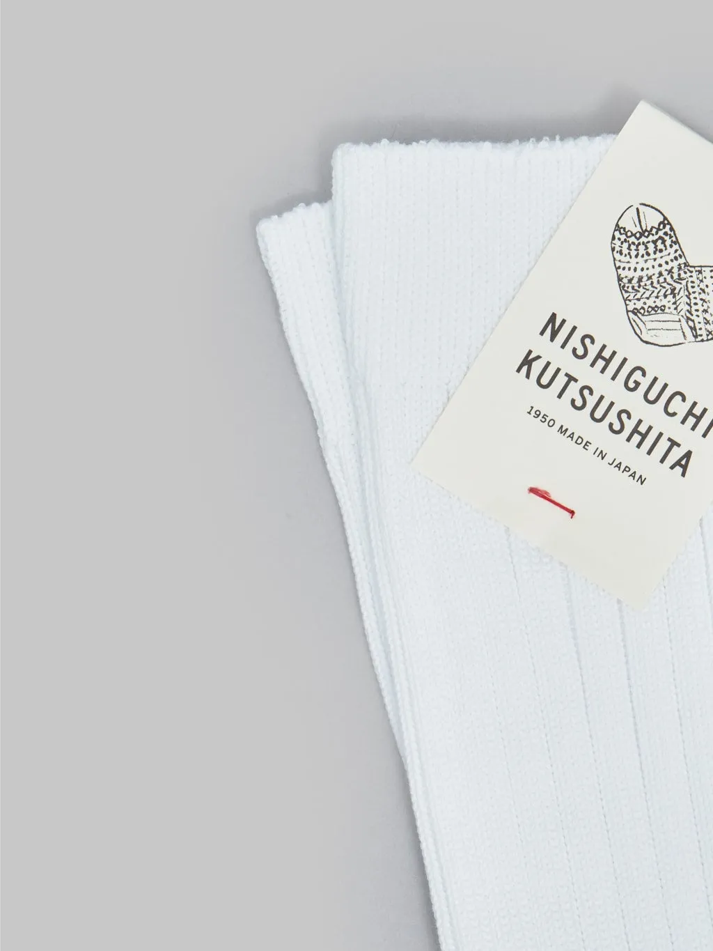 Nishiguchi Kutsushita Egyptian Cotton Ribbed Socks Off White