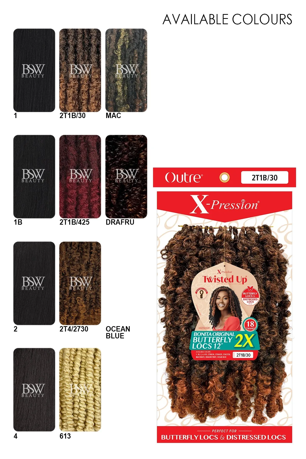 OUTRE BONITA 2X BUTTERFLY LOCS 12"