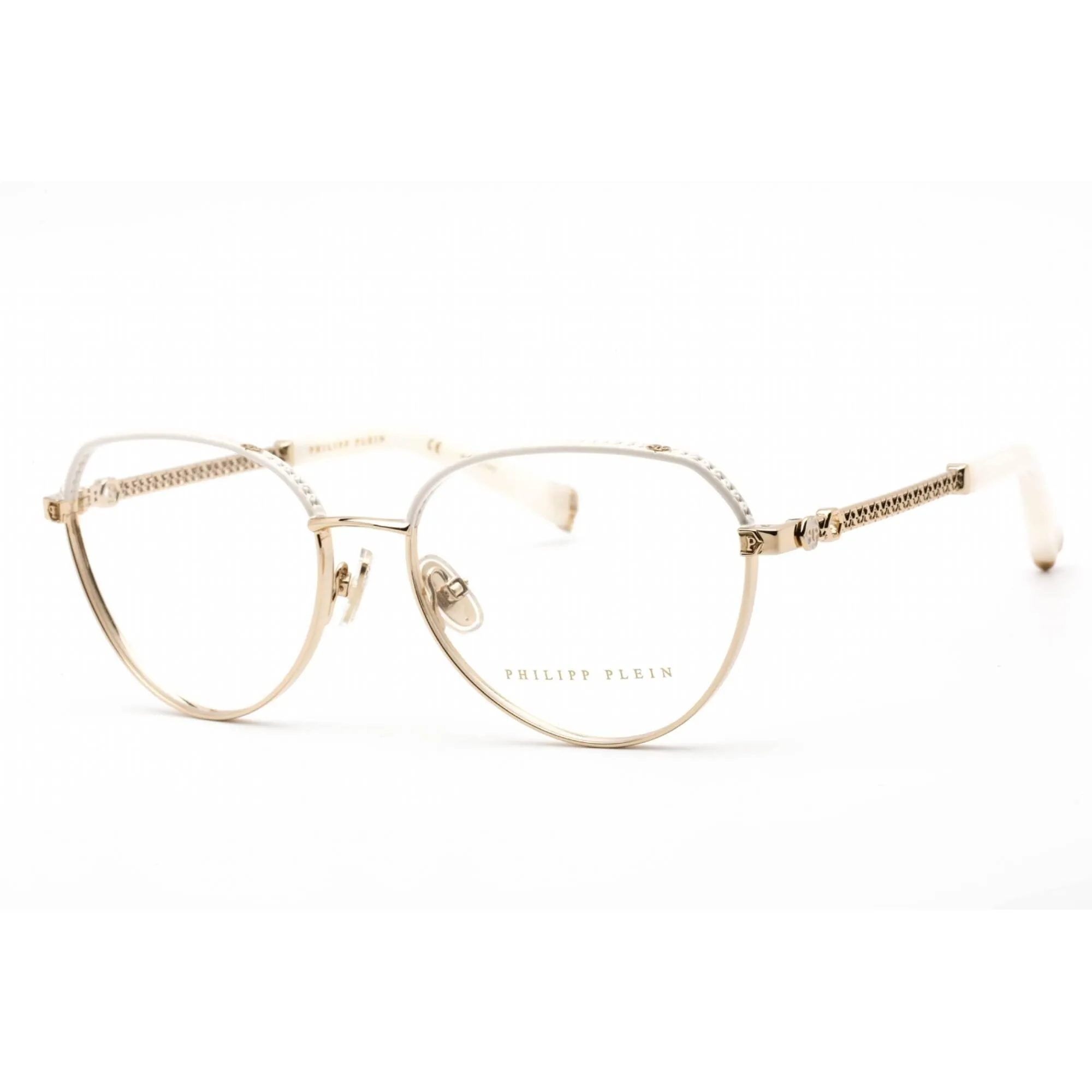 Philipp Plein Women's Eyeglasses - Rose Gold Metal Rectangular Frame | VPP035S 0H32