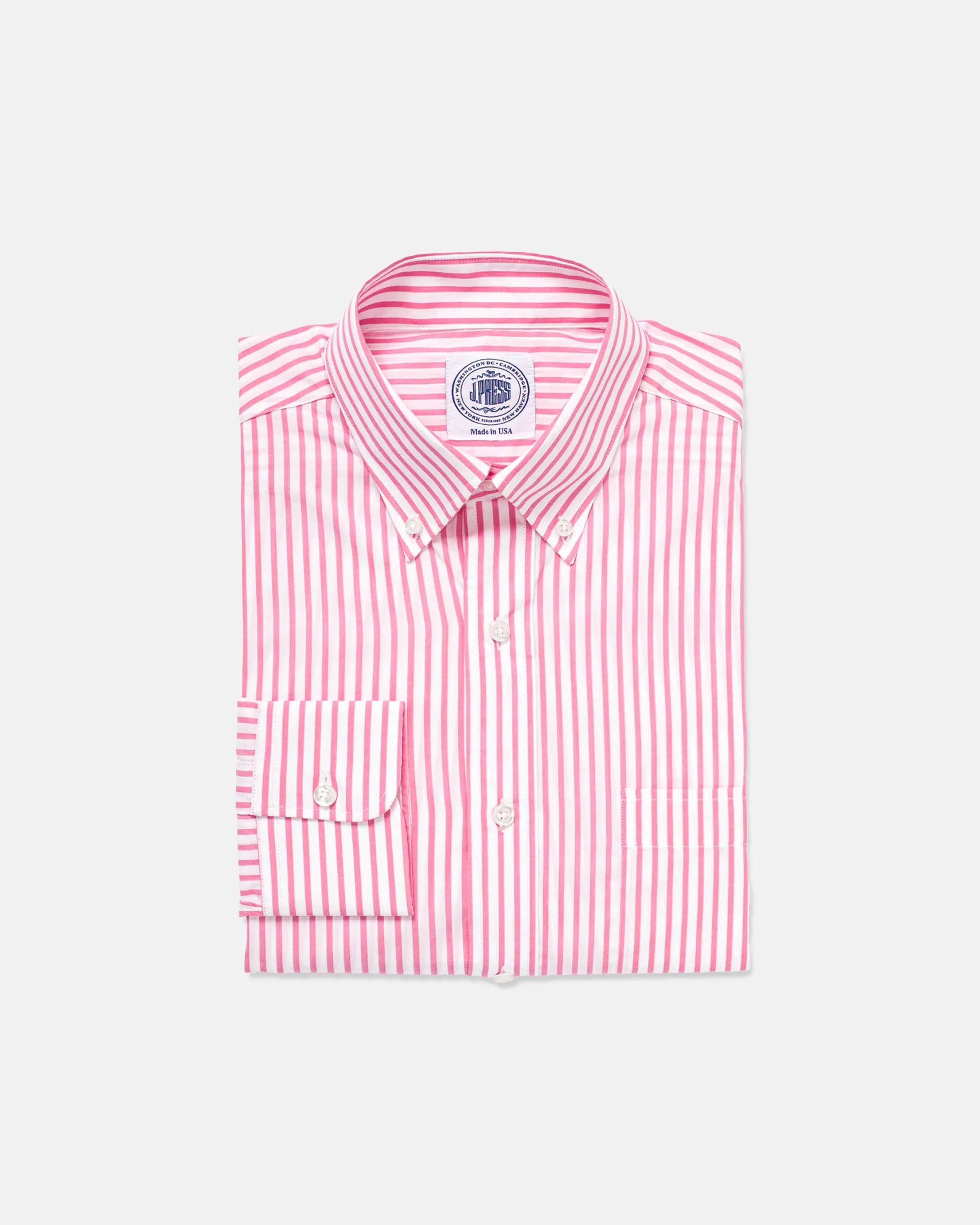 PINK BUTCHER STRIPE DRESS SHIRT