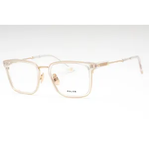 Police Women's Eyeglasses - Clear On Gold Metal Rectangular Full Rim | VPLF09 300Y