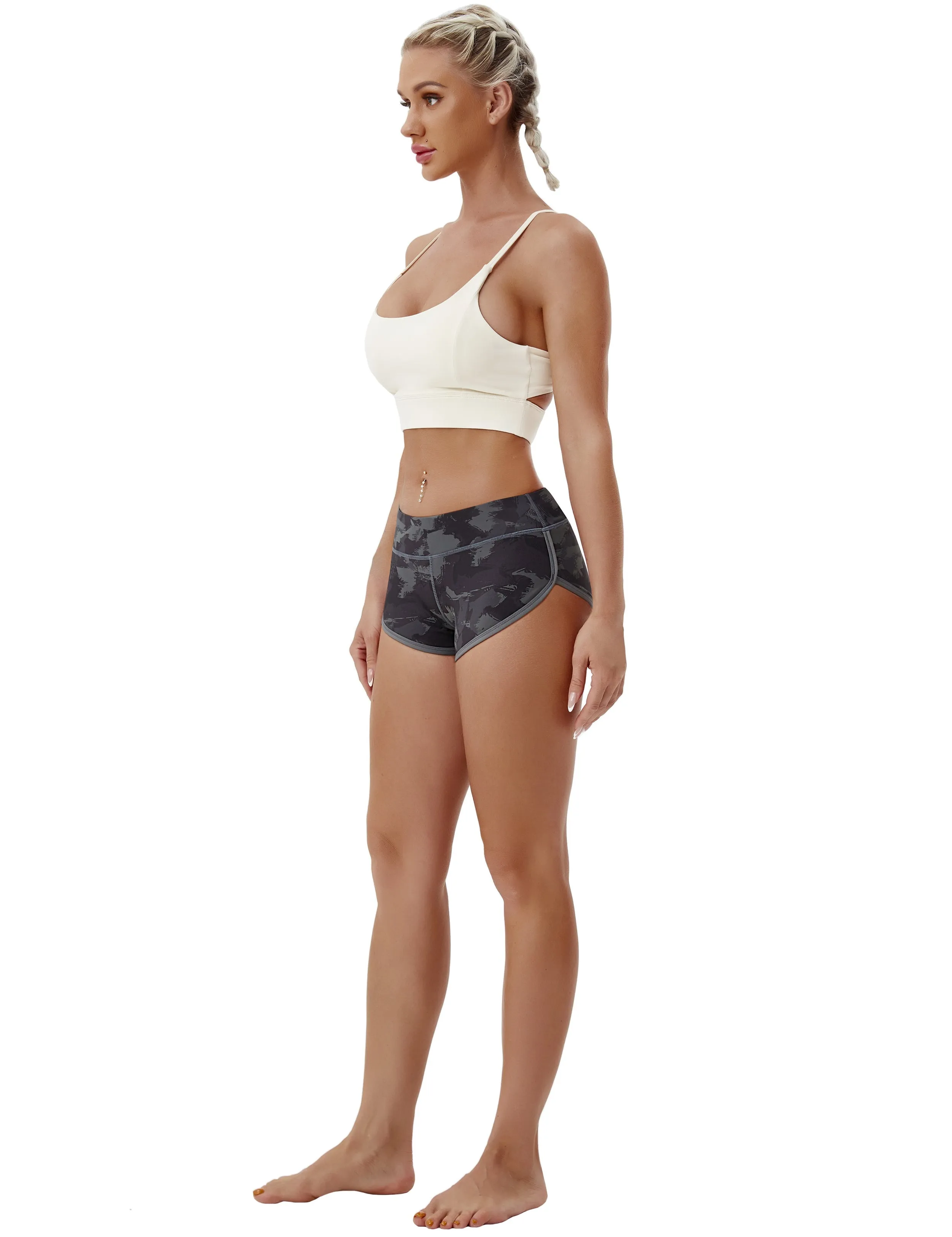 Printed Booty Pilates Shorts dimgray brushcamo_Pilates