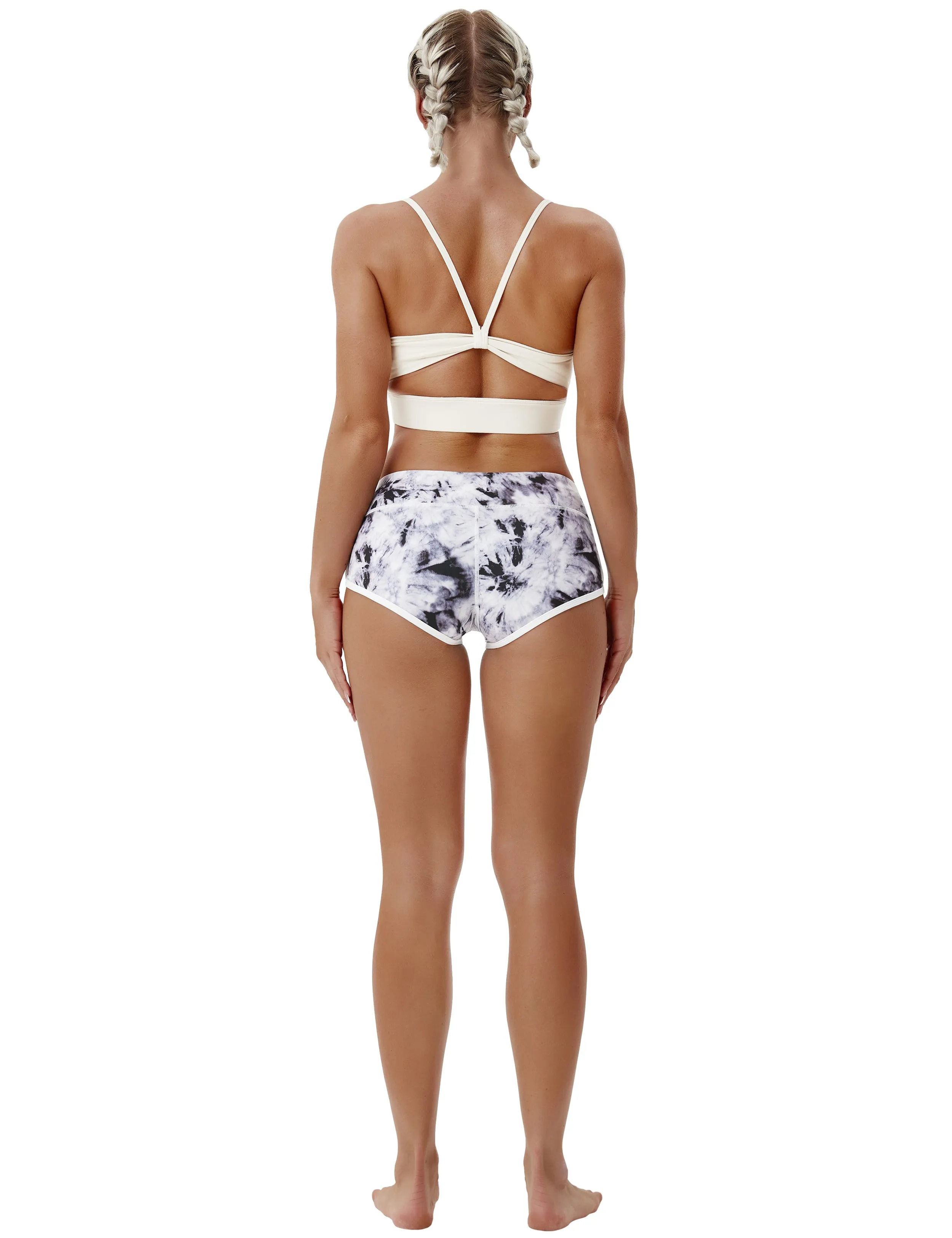 Printed Booty Yoga Shorts black dandelion