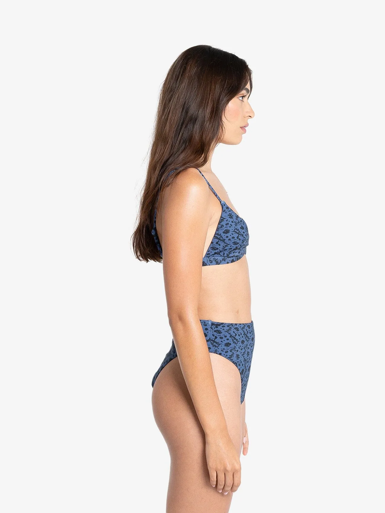Rue 90s High Cut Bikini Bottom - Ensign Blue