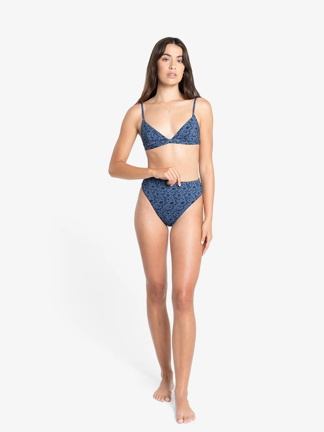 Rue 90s High Cut Bikini Bottom - Ensign Blue
