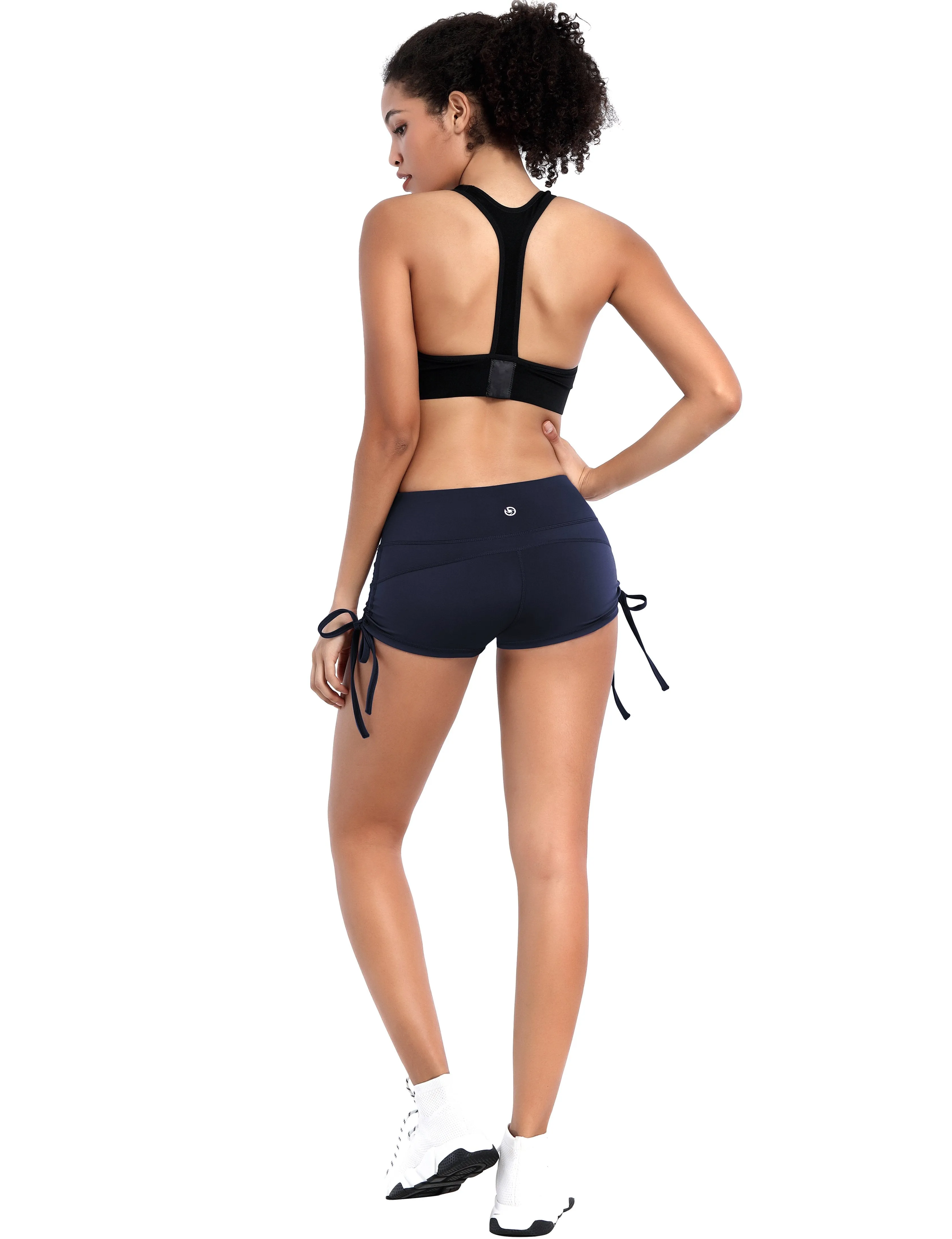 Side Drawstring Hot Shorts darknavy ins_Gym