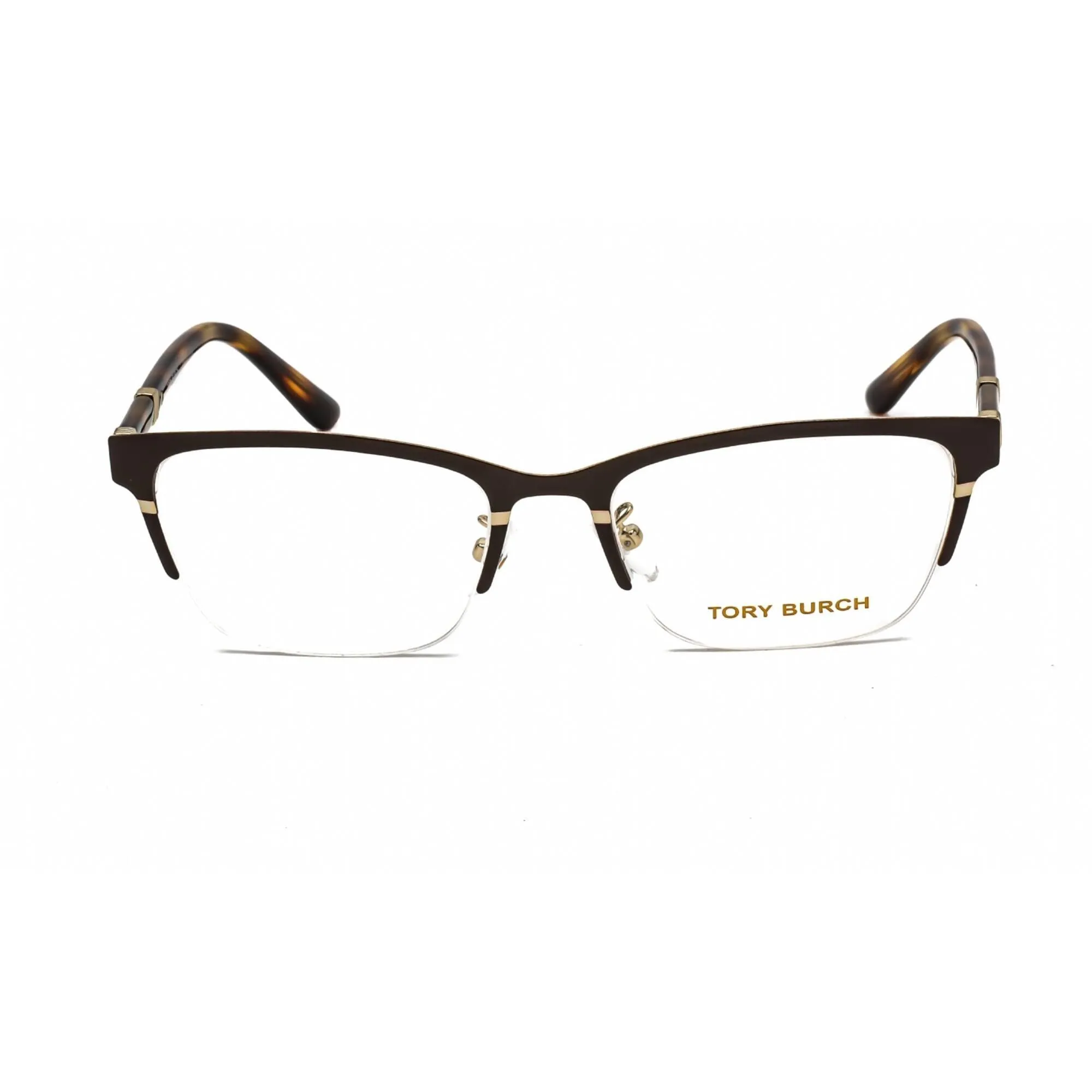 Tory Burch Women's Eyeglasses - Brown Gold Half Rim Rectangular Frame | 0TY1069 3305