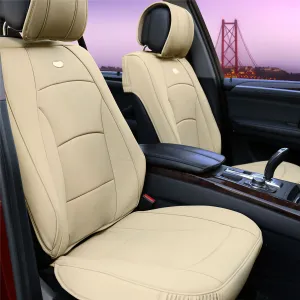 Ultra Comfort Deluxe Leatherette Seat Cushions - Front Set Beige