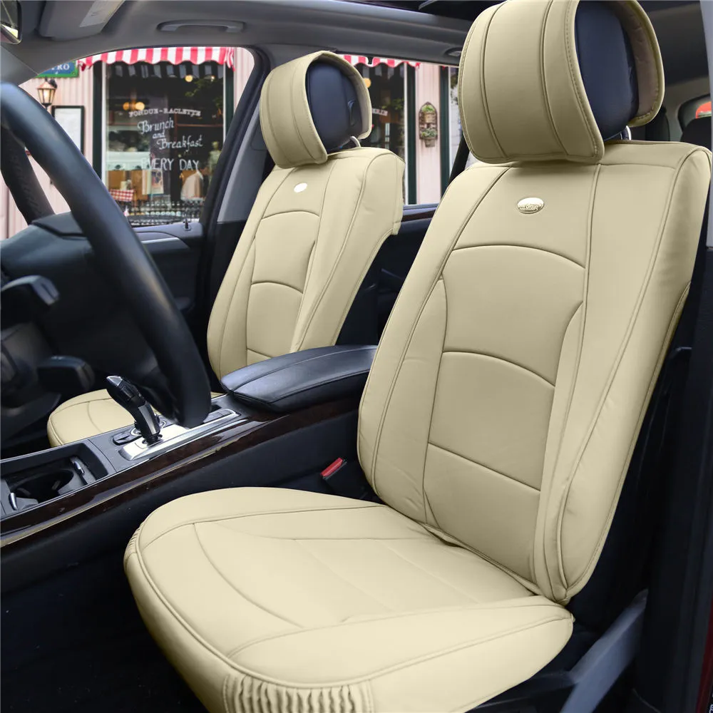 Ultra Comfort Deluxe Leatherette Seat Cushions - Front Set Beige