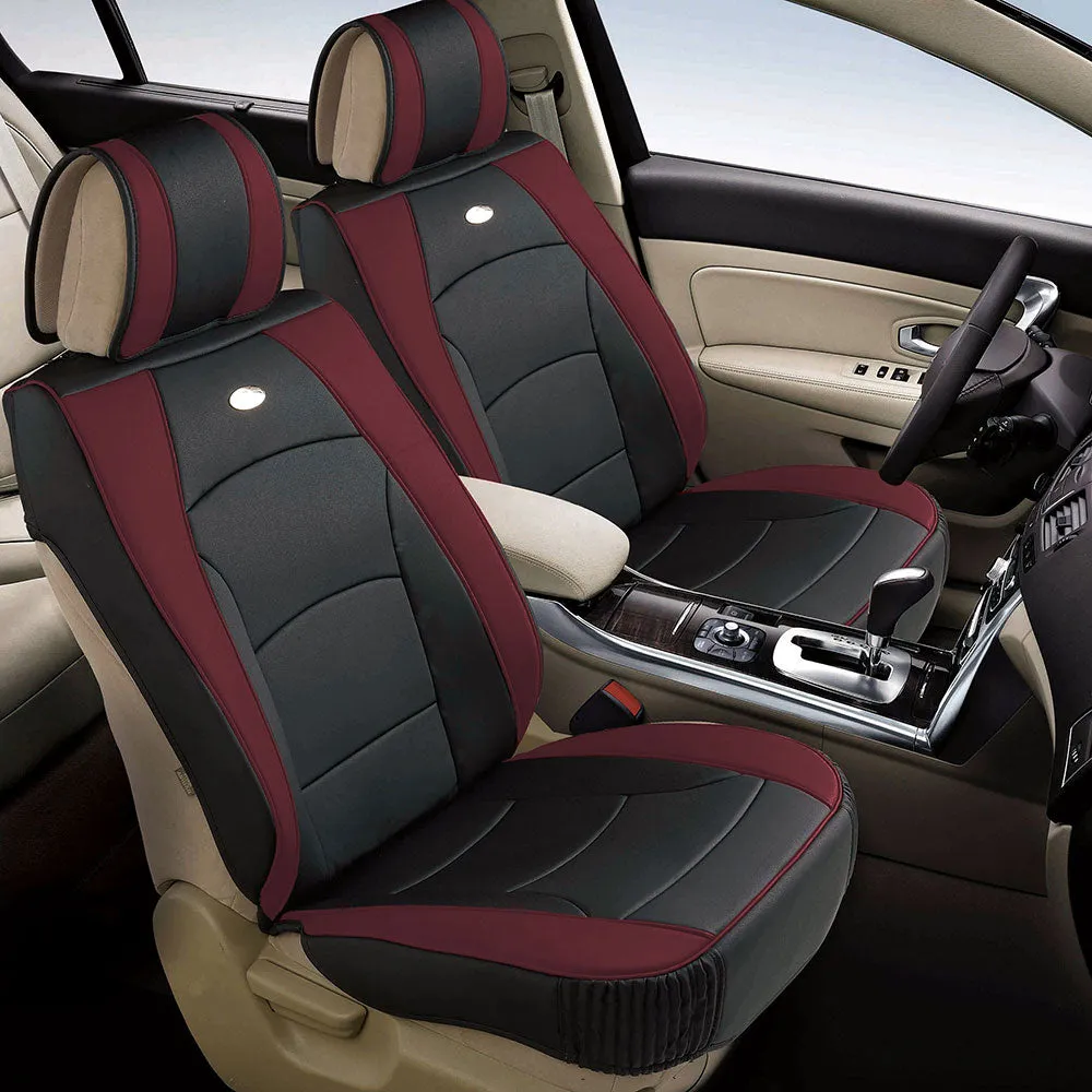 Ultra Comfort Deluxe Leatherette Seat Cushions - Front Set Burgundy
